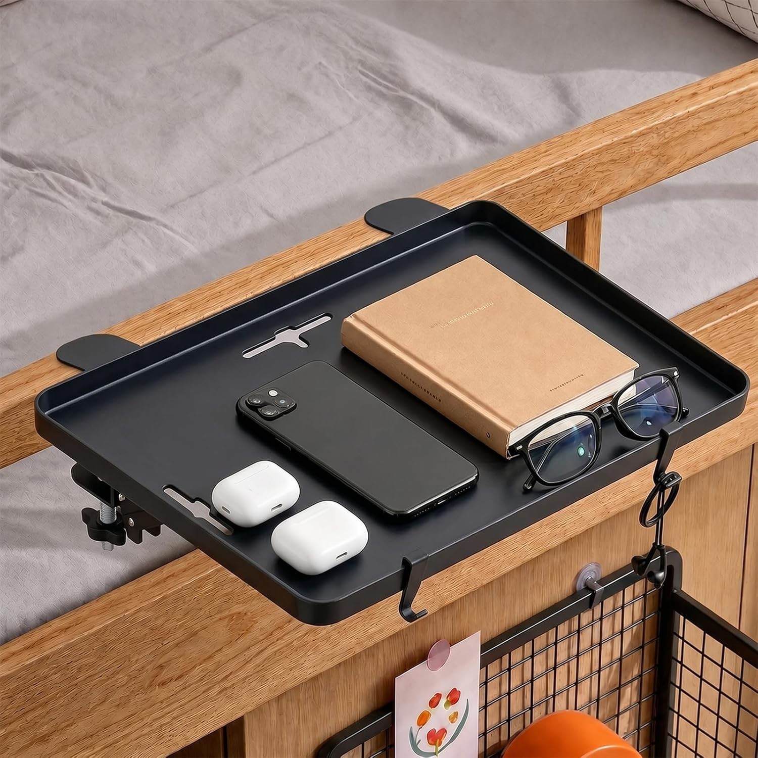 Multi-Functional Bedside Organizer with Cable Management – Ideal for College