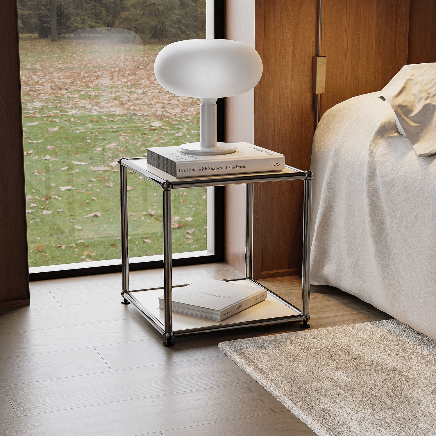 Classic USM Haller Style Compact Nightstand Open Shelf Side Table Bedside Table