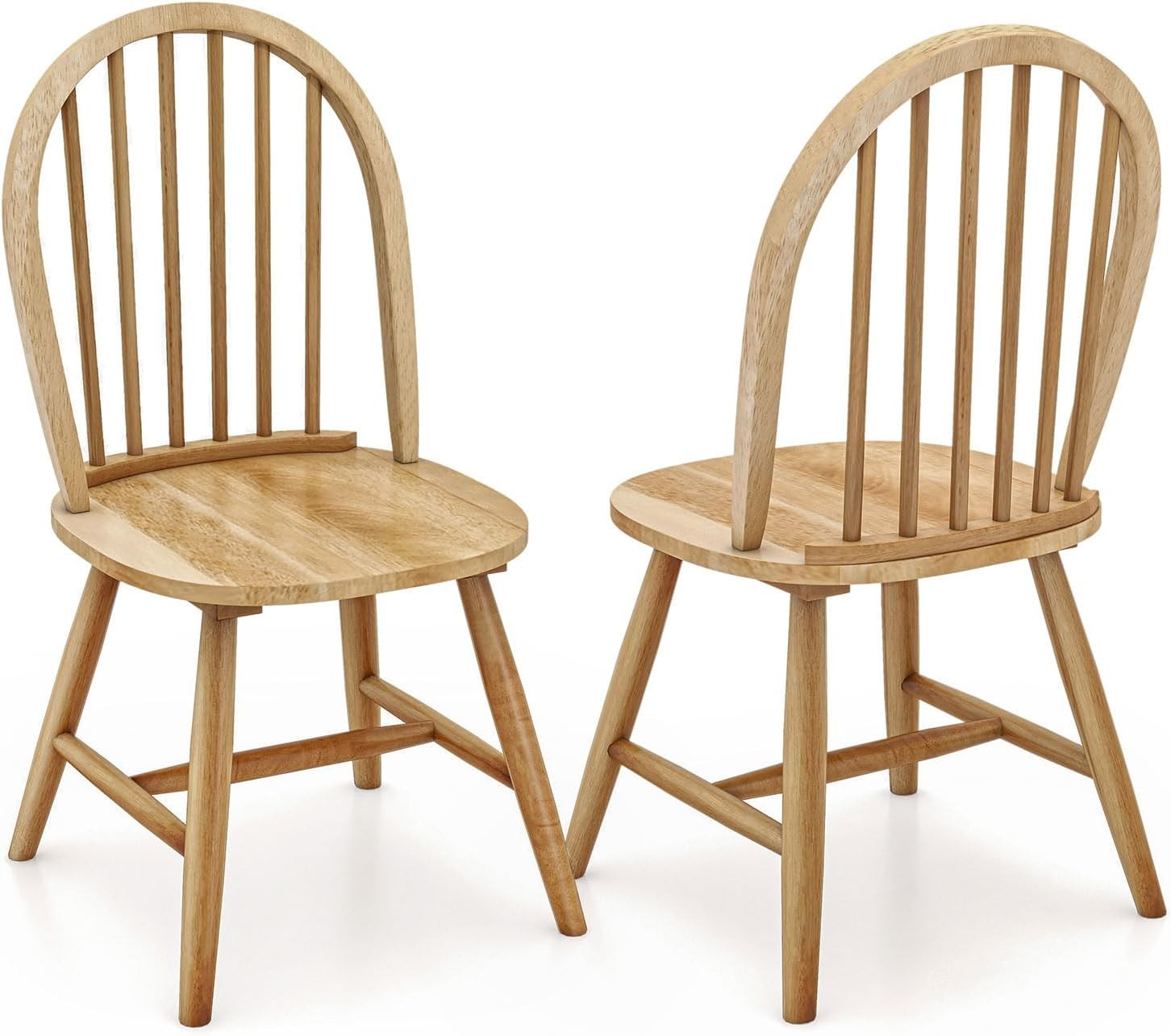 18″ Oak Dining Chairs Set of 2, Wood Windsor Chair with Spindle Back for Country