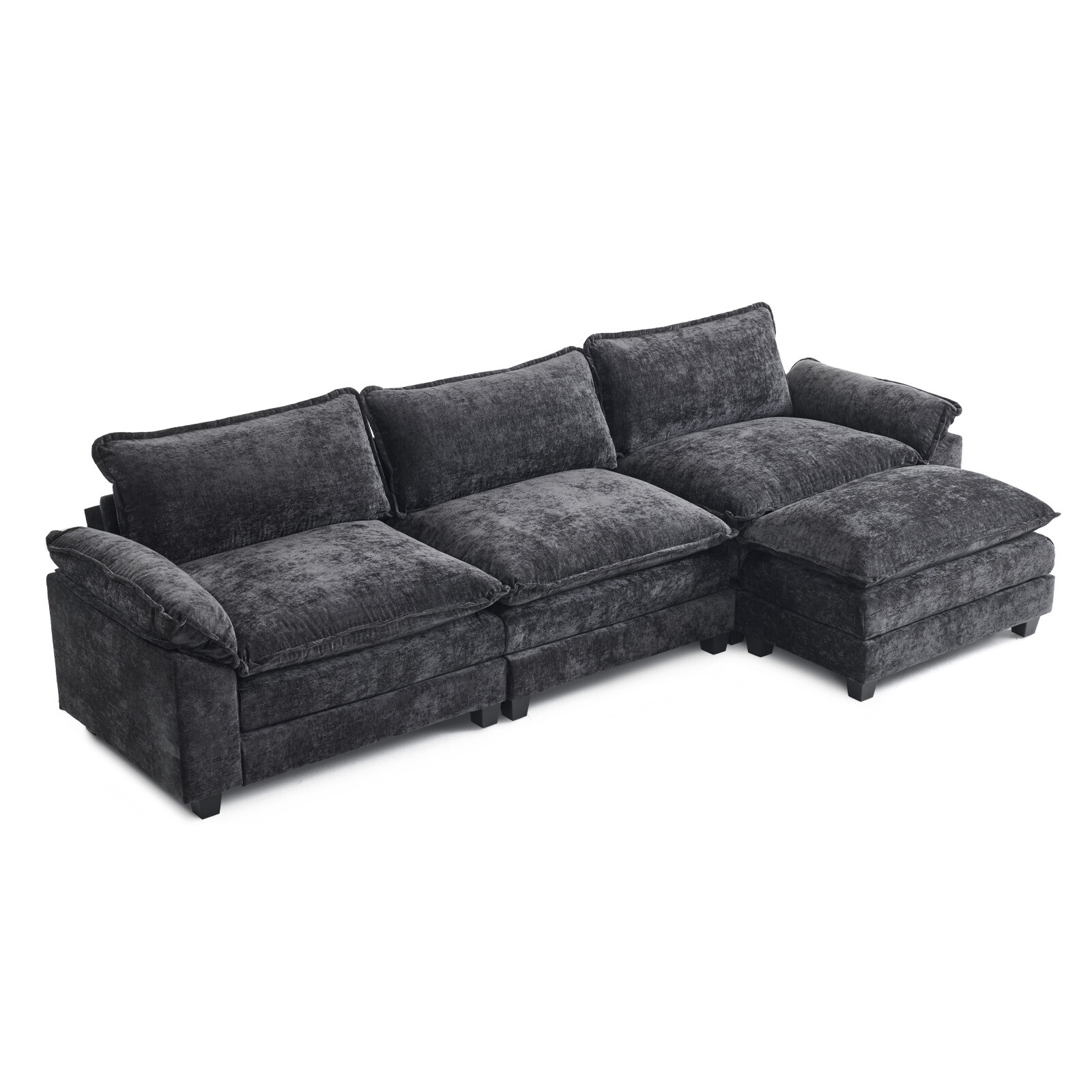 122” Sectional Sofa Set with Convertible Footstool Living Room Furniture Couch