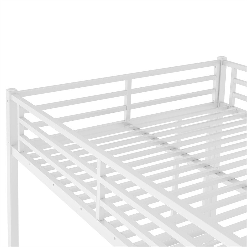 Metal Queen Over Queen Bunk Bed for Teen and Adults Space-Saving – White