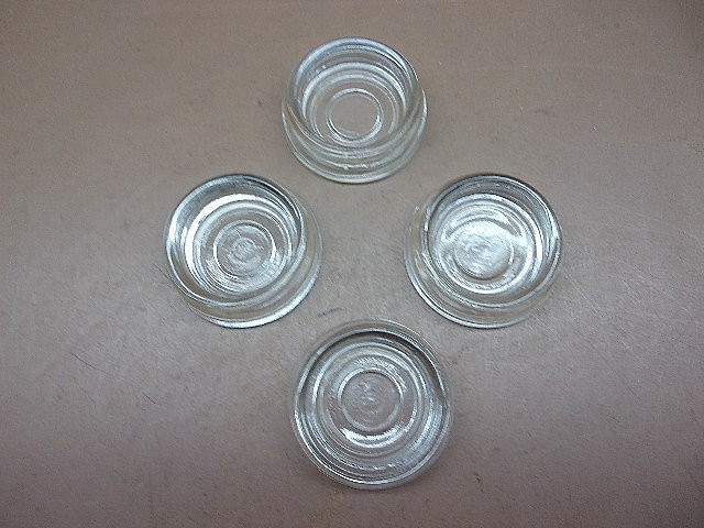 Four (4) Vintage 2.5″ Glass Caster Cups Carpet Protectors Clear Furniture Cups