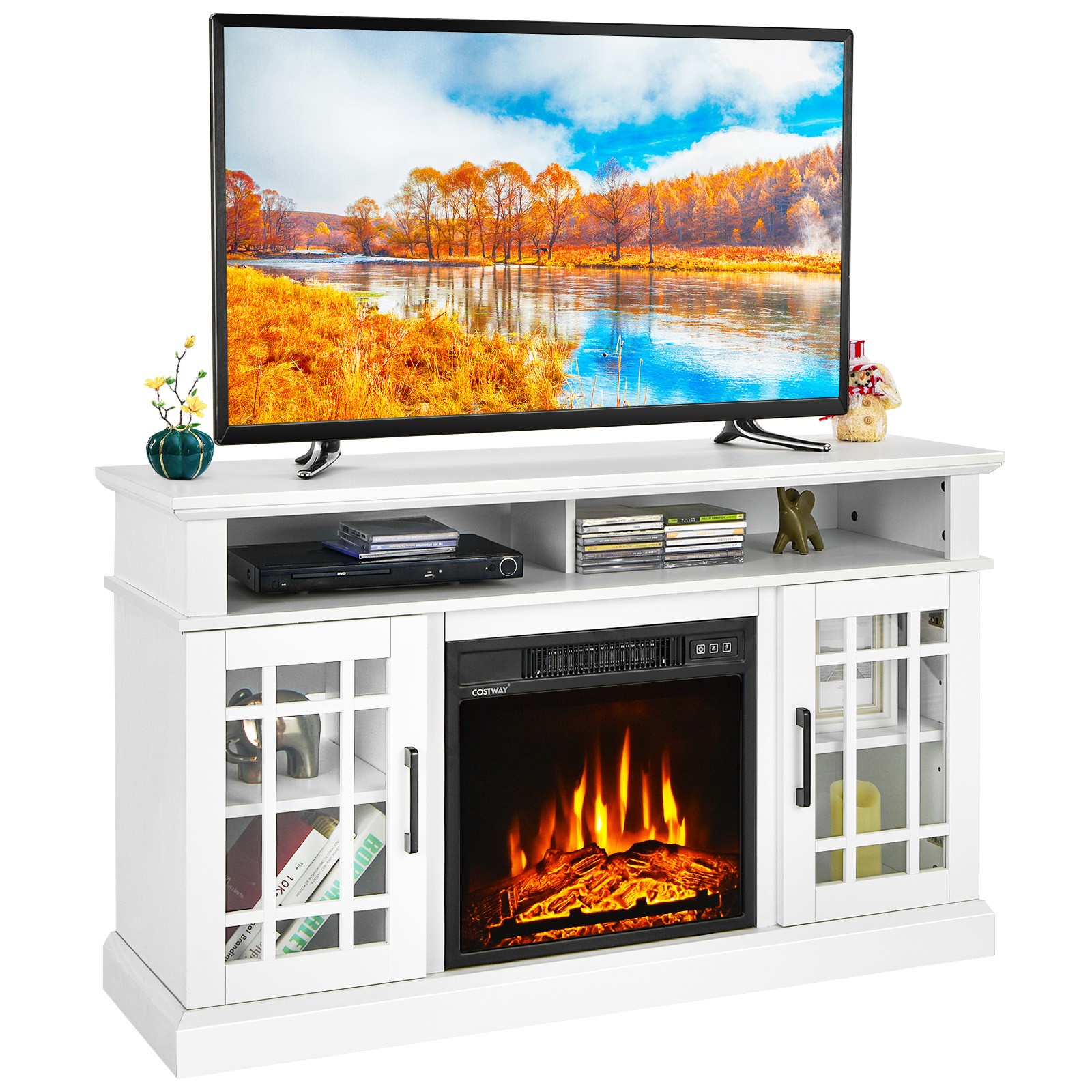 48″ Fireplace TV Stand W/ Electric 1400W Fireplace for TVs up to 50 Inches