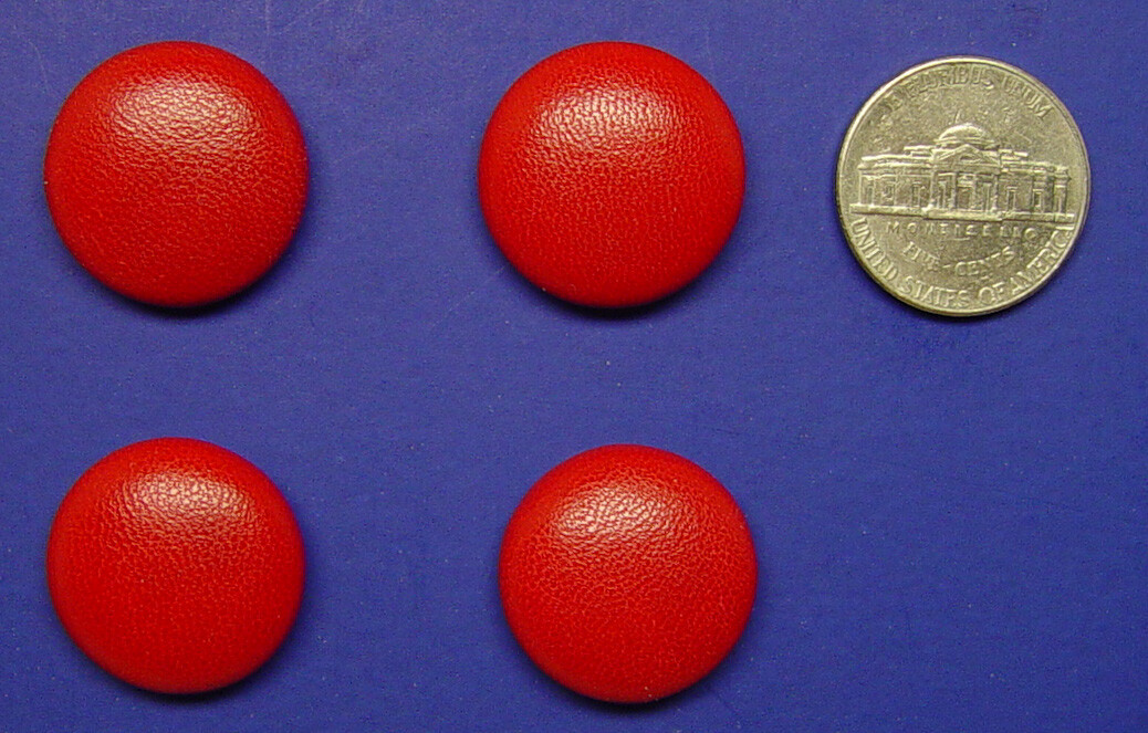 Genuine red leather covered buttons Set of 4 leather buttons 20.5 mm MADE IN USA