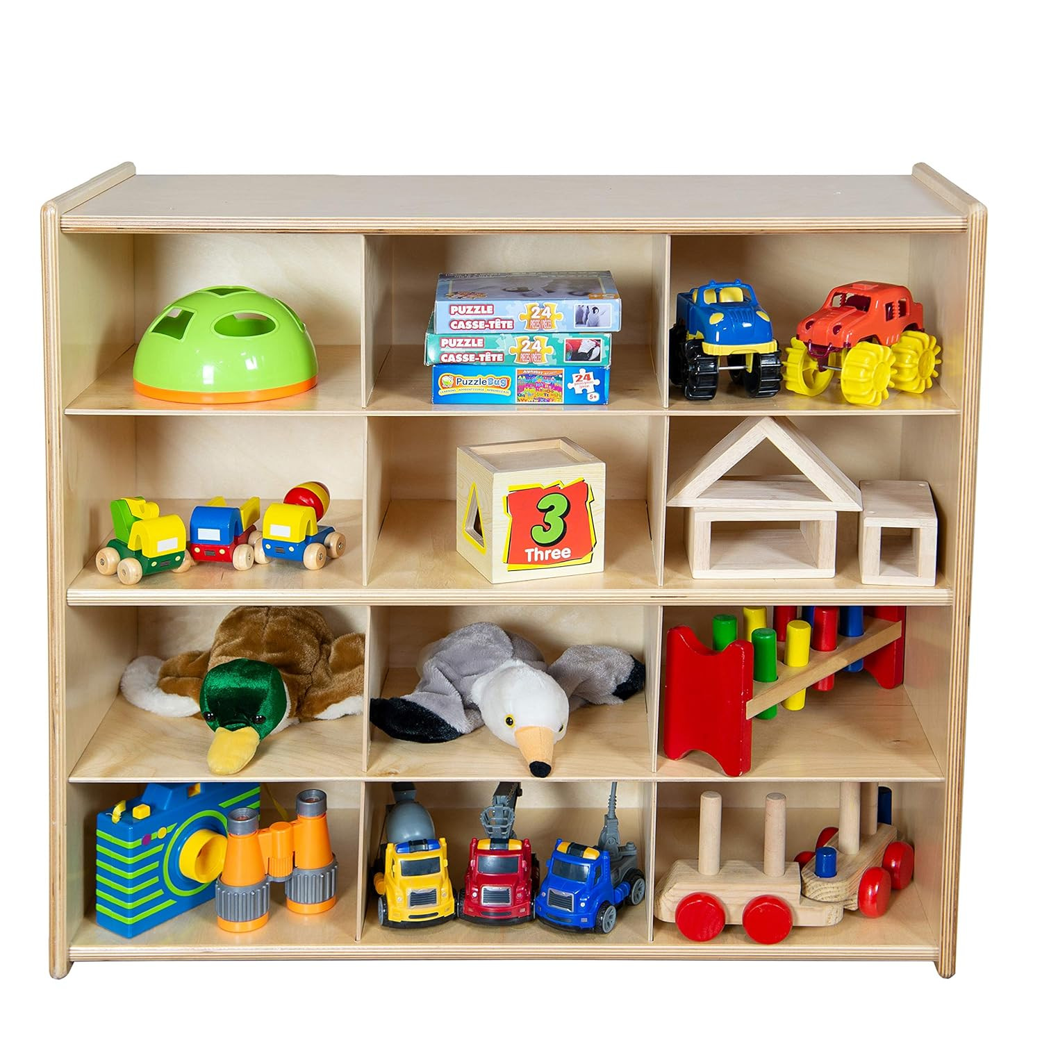 12 Cubbies Birch Plywood Storage Cabinet for Home & Office Organization