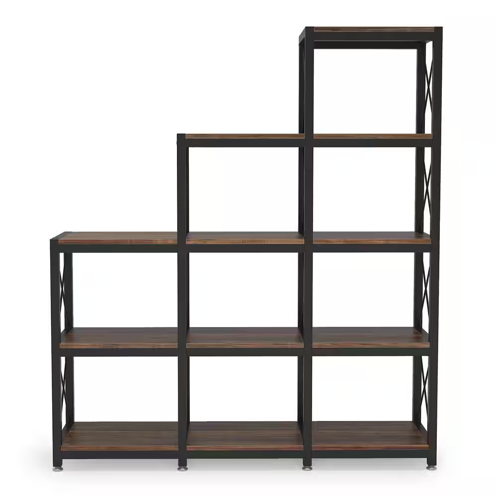 51.57 In. Retro Particle Board 12-Shelf Etagere Bookcase Display Shelf Storage O