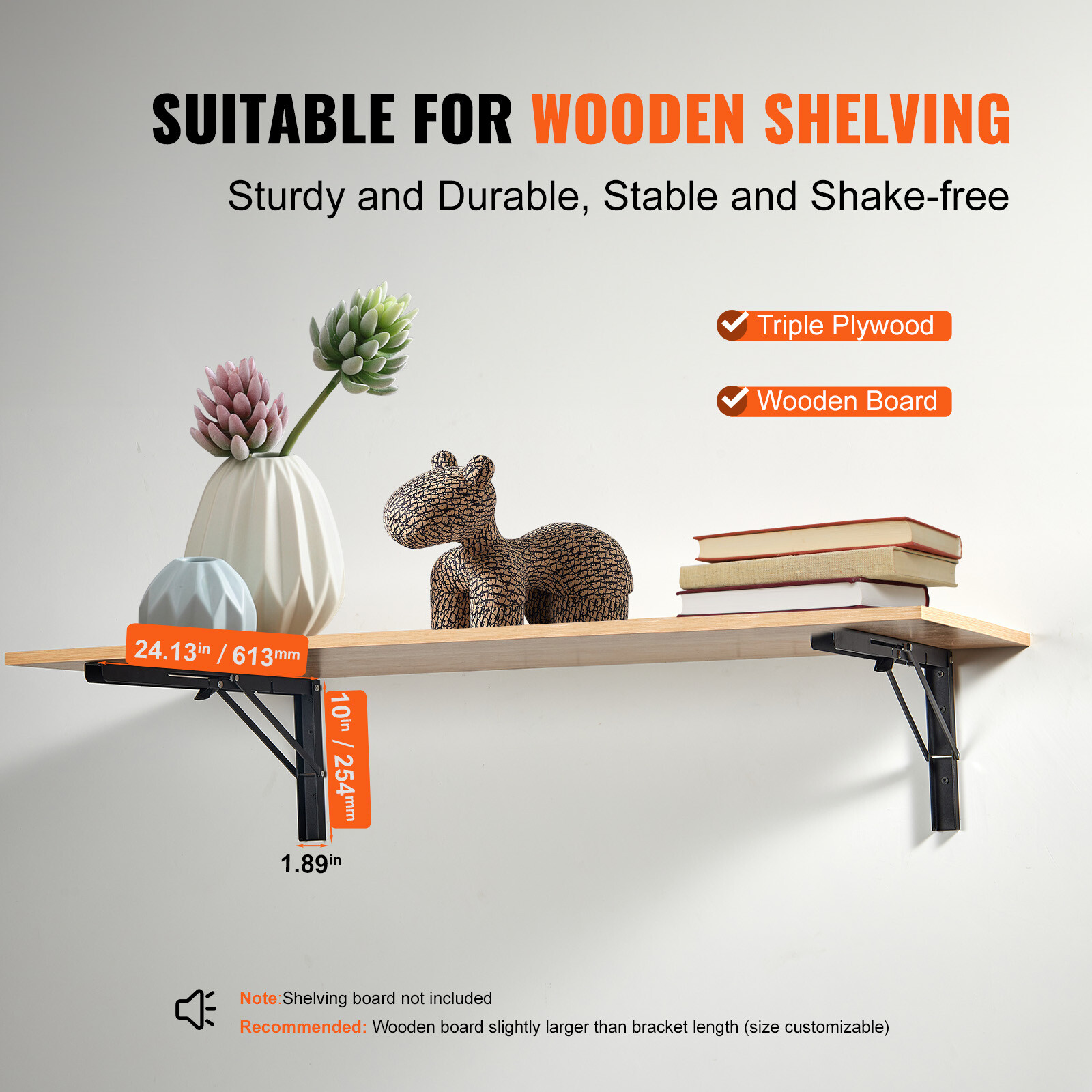 VEVOR Foldable Shelf Bracket 24”L 2 Pcs Heavy Duty Floating Shelf Brackets