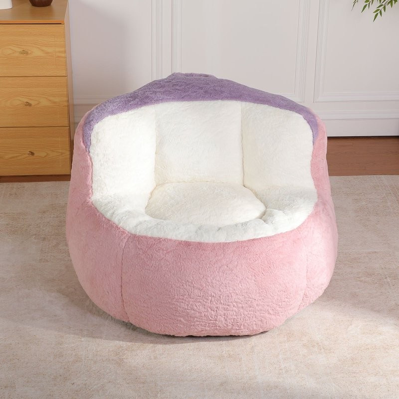 Oversized Multicolor Bean Bag Chairs Sofa Faux Fur Couches Filled Skin-Friendly