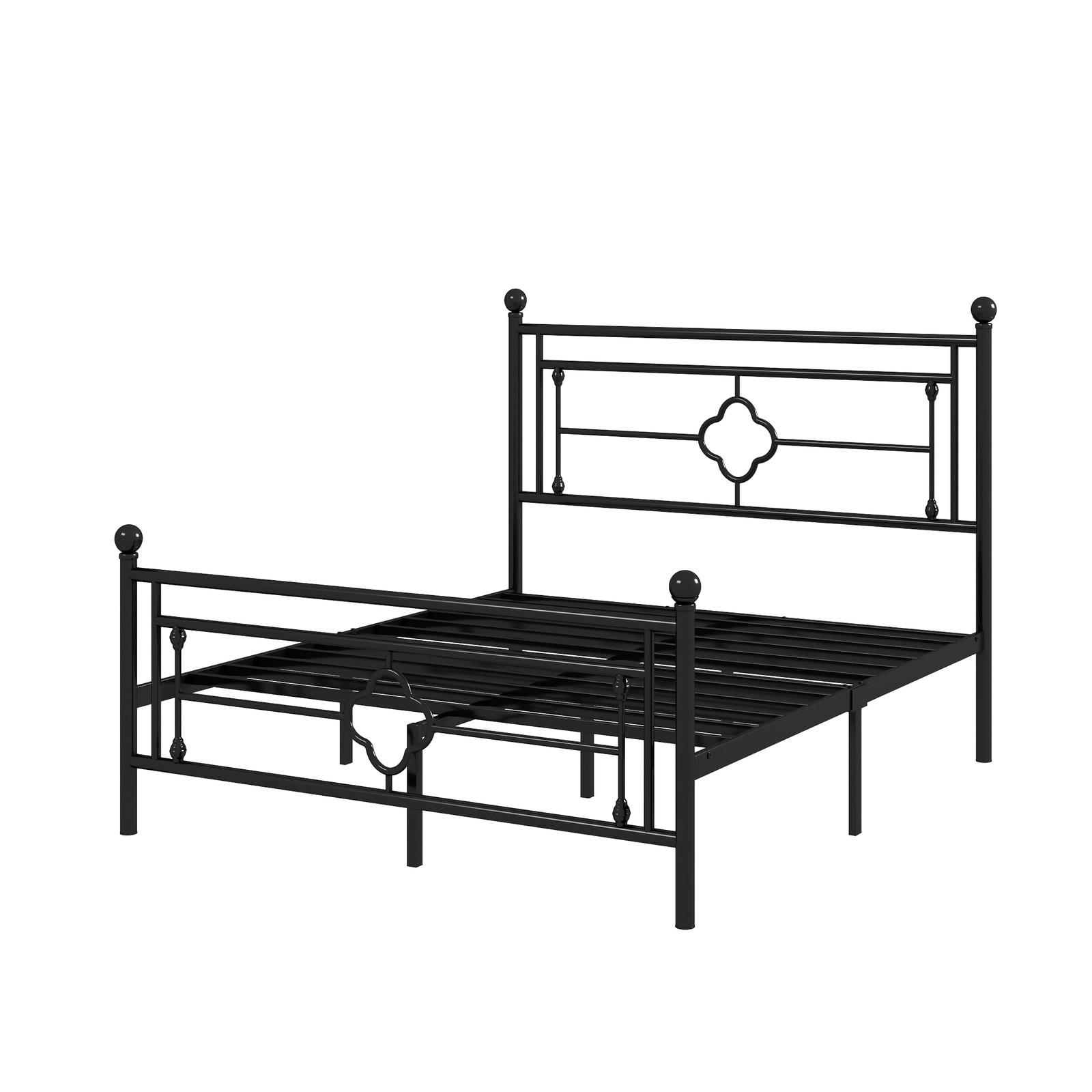 Allewie Queen Metal Platform Bed Frame with Headboard, Footboard, Black