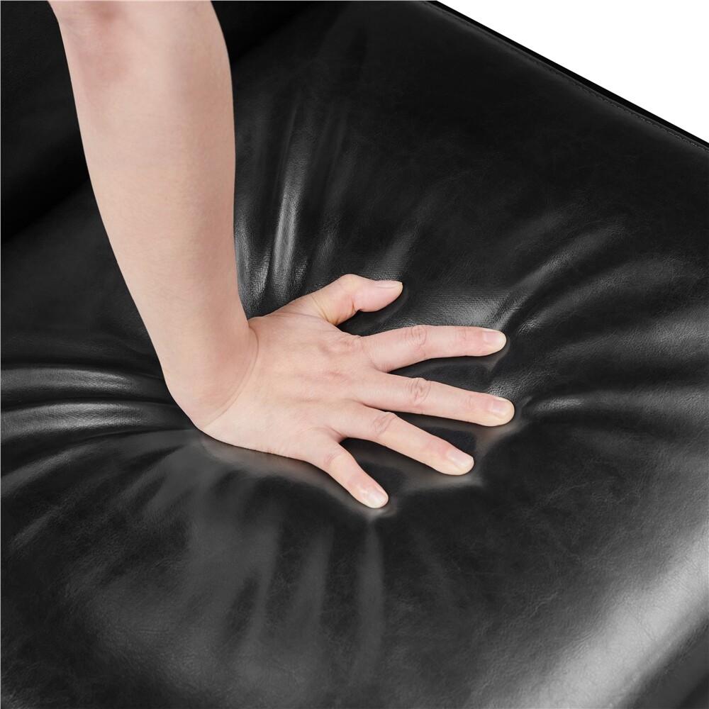 Faux Leather Barrel Chair Accent Arm Chair With Curved Armrest for Living Room