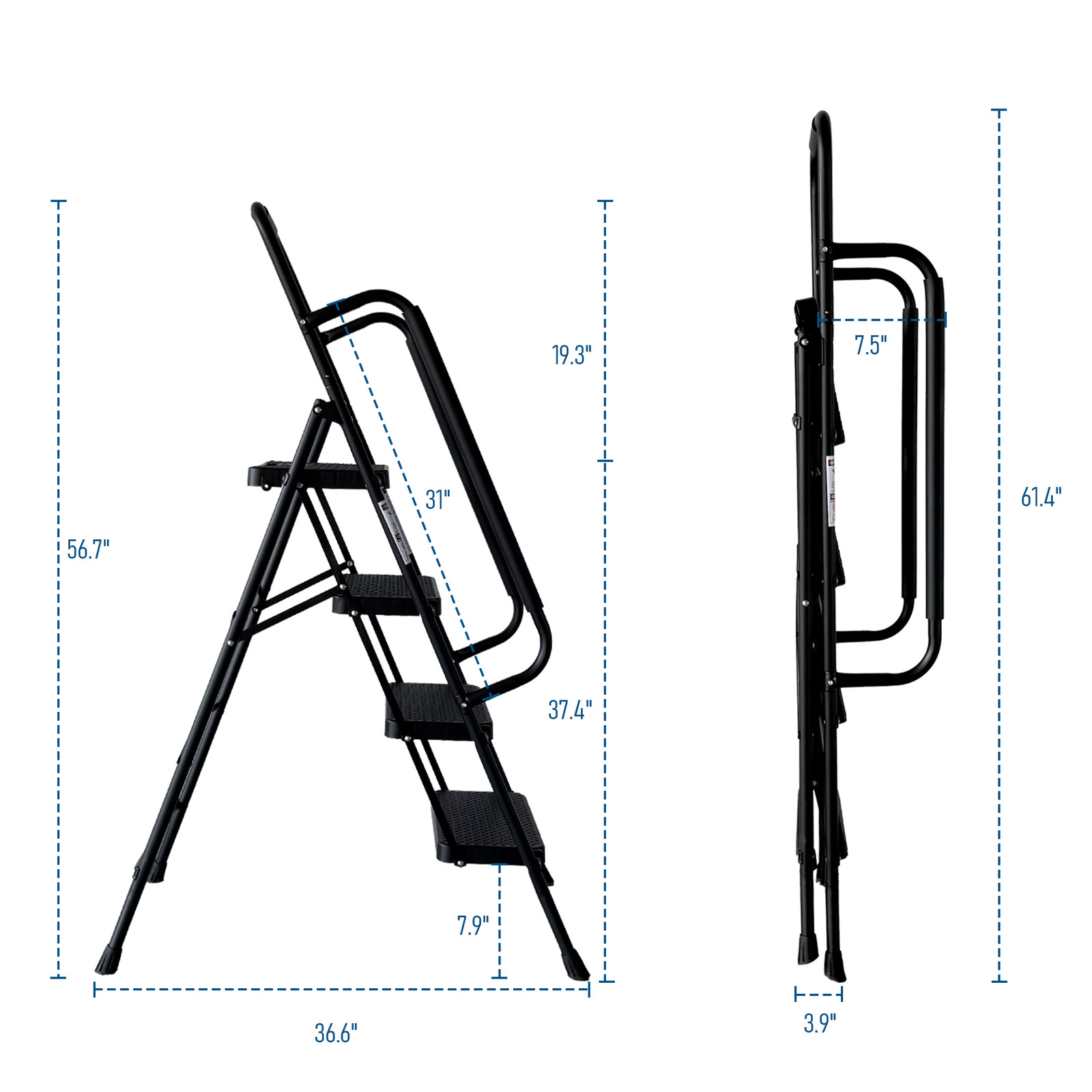Compact Folding Step Stool with Non-Slip Steps