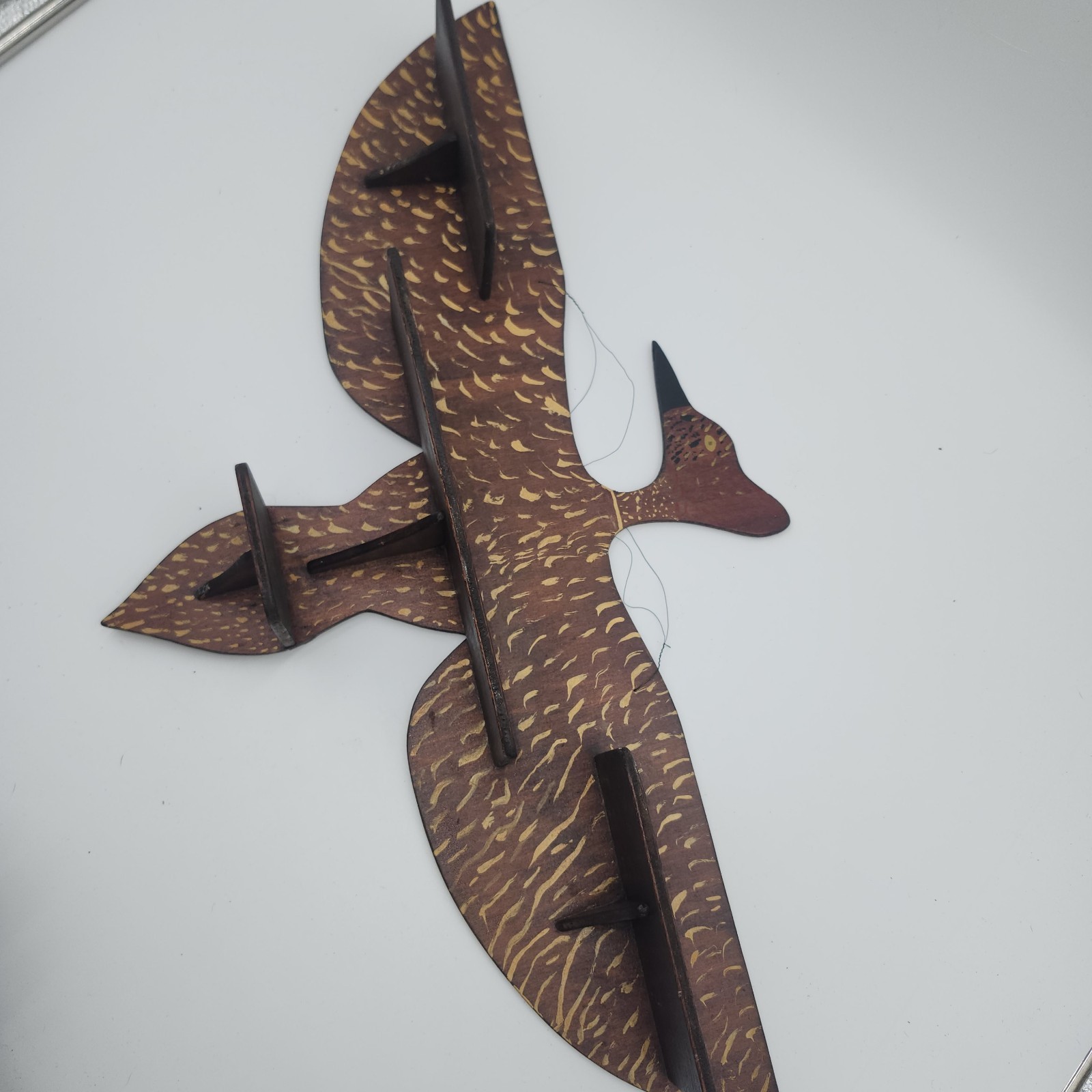 25″ Vintage Shelf bird-shaped wooden wall shelf wood miniatures unique