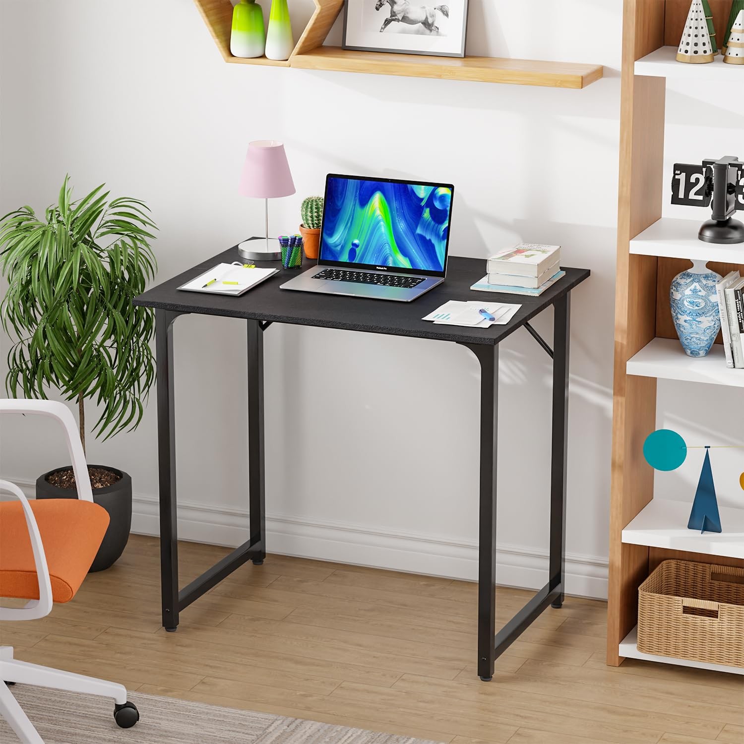 PayLessHere | 32 Inch Computer Desk | Black | Office Desk with Metal Frame, A…