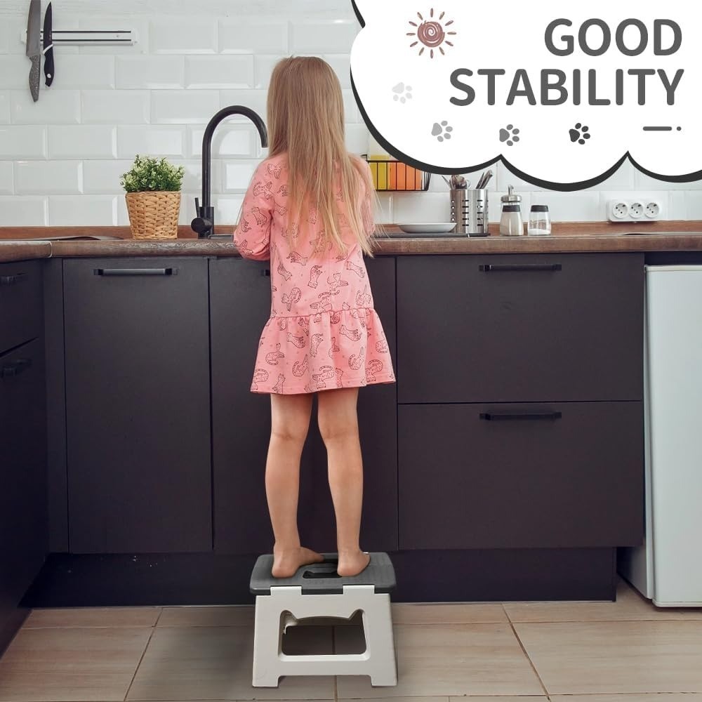 Step Stool Foldable, 9” Folding Step Stool for & Adults, Hold Up to