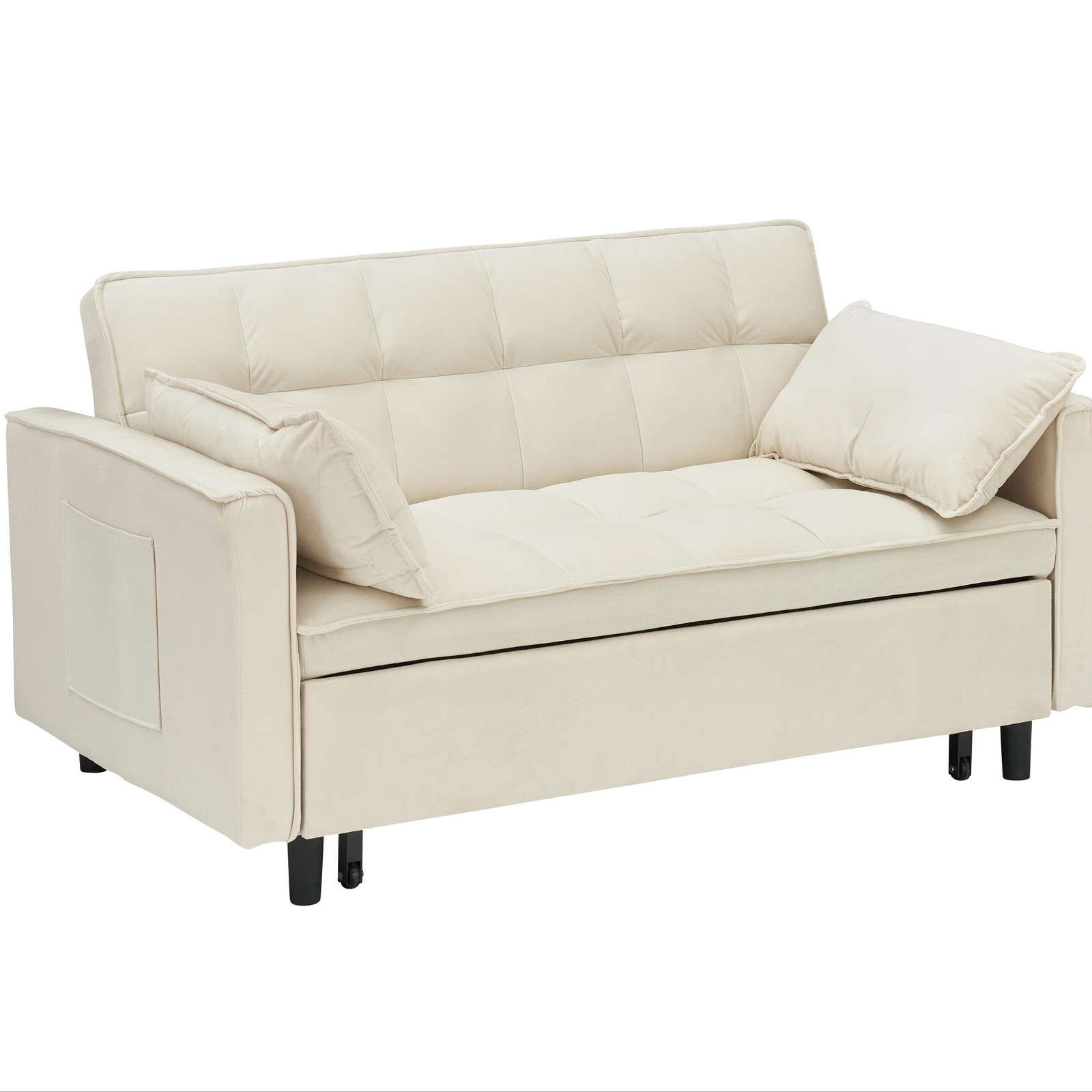 3-in-1 Convertible Sleeper Sofa Bed Modern Velvet Loveseat Couch w/Pull Out Bed