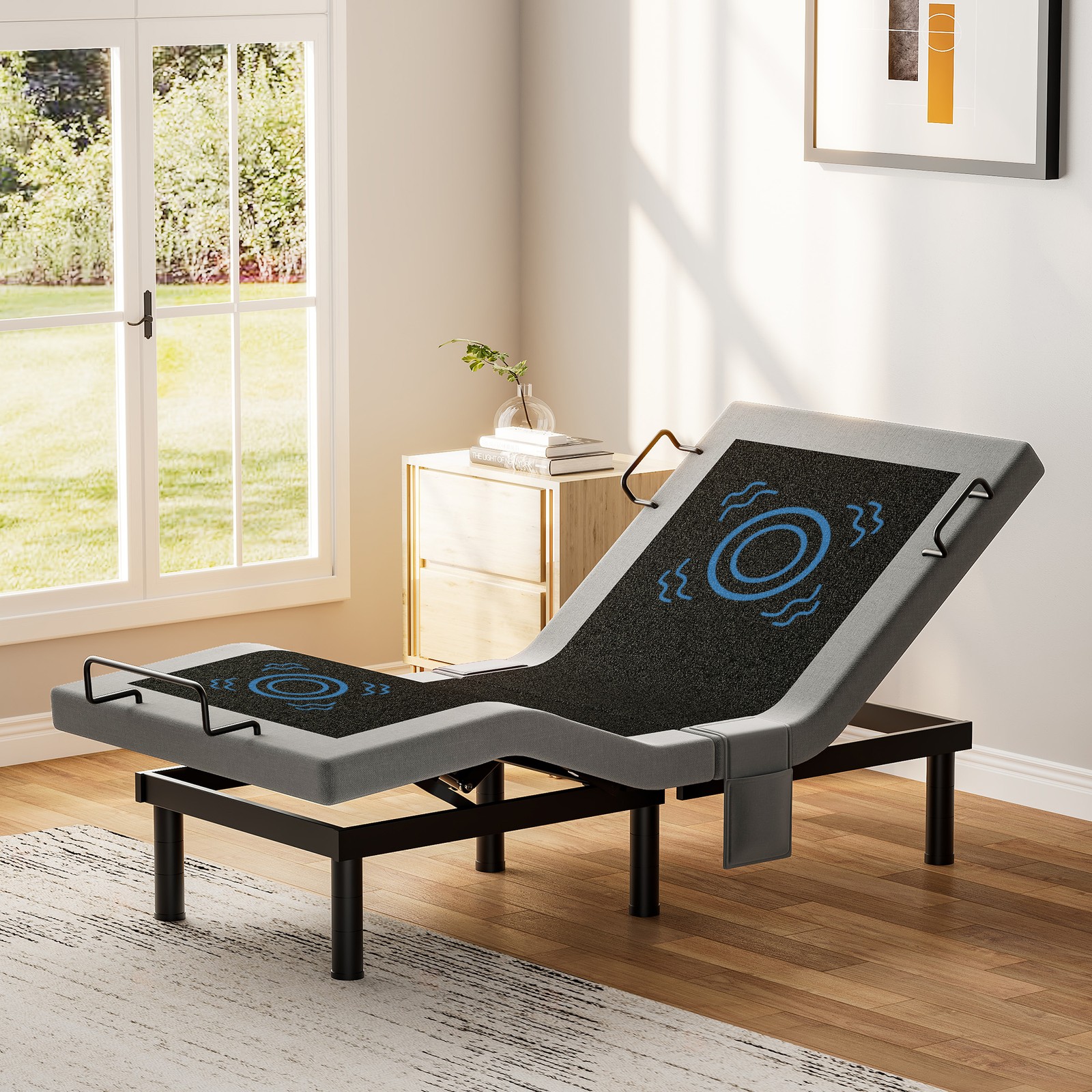 Split King Power Adjustable Bed Frame Upgrade Metal Bed Base Remote Dual Motor