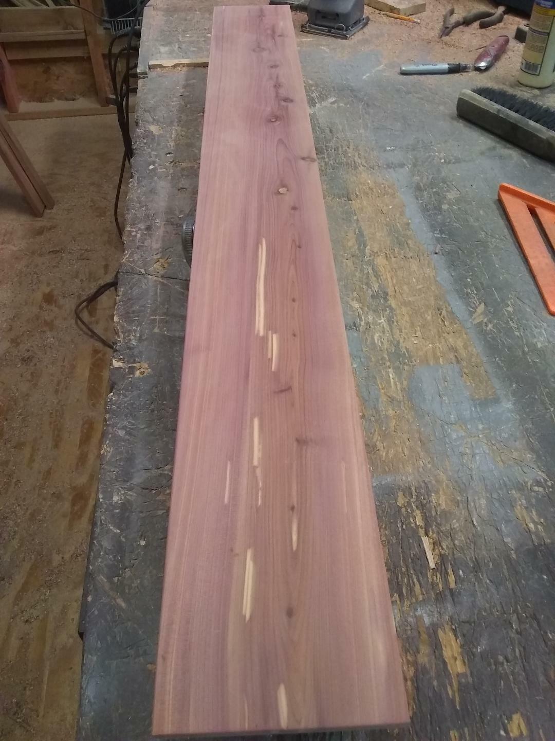 48″ HANDMADE SOLID WESTERN AROMATIC RED CEDAR FLOATING SHELF, 4.1/4″ CROWN MOLD