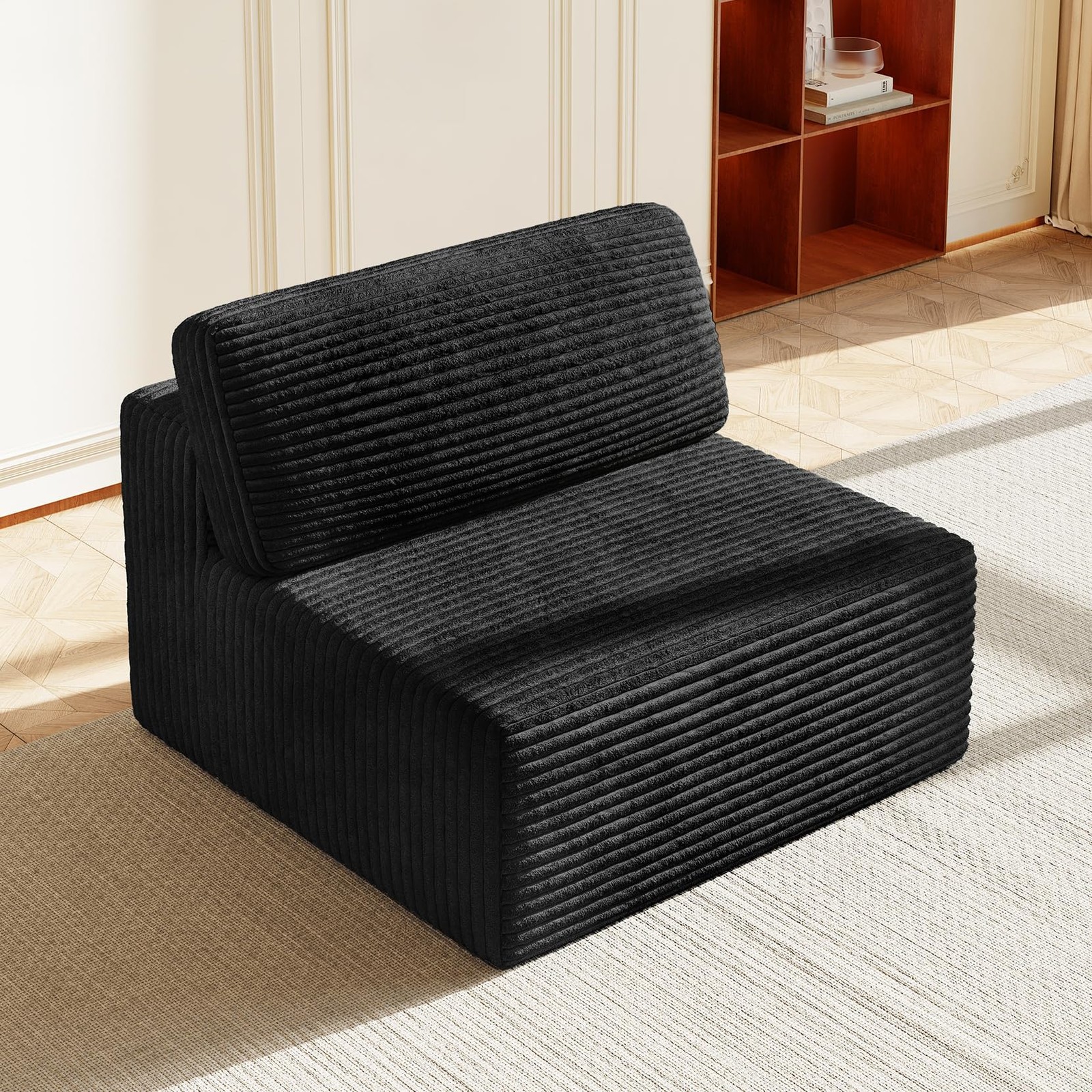 Modular Sectional Sofa Armless Chair Corduroy Cloud w/Spring Cooling Gel HD Deep