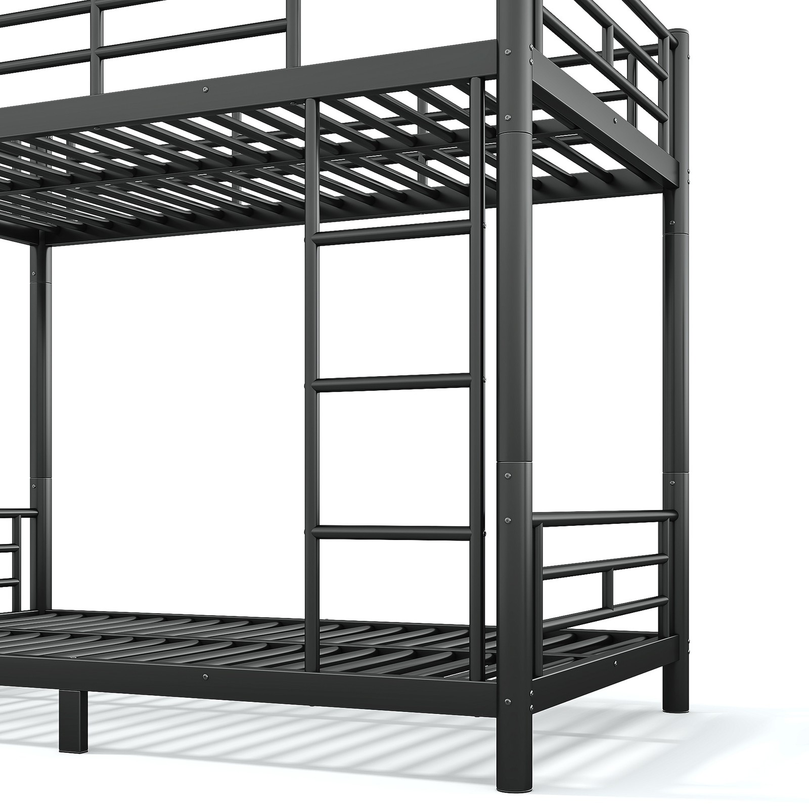 Twin XL over Twin XL Metal Bunk Bed, Space-Saving 2-in-1 Convertible Bed, Black
