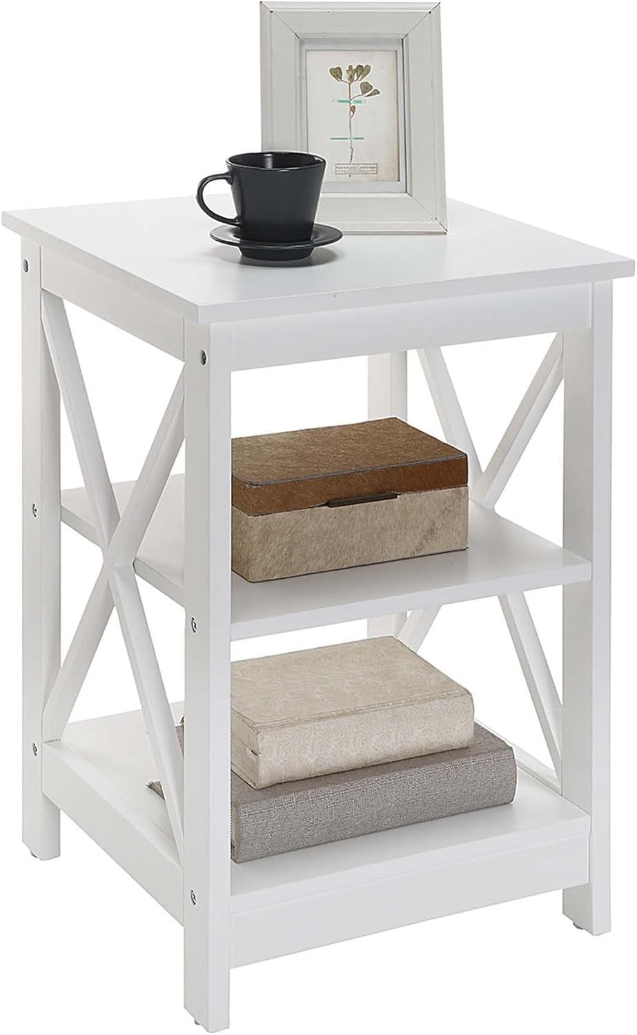 Stylish Oxford White Corner Bookcase & End Table Set for Modern Spaces