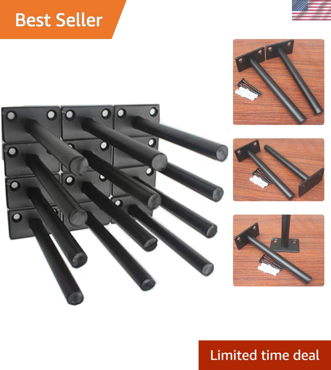Create Floating Illusions: 12 Pcs Black Solid Steel Shelf Brackets with Hardware