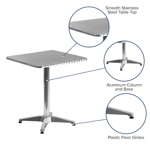 Flash Furniture Tlh-053-1-Gg Square Table, Square, Aluminum, 23.5″, 23.5 W,