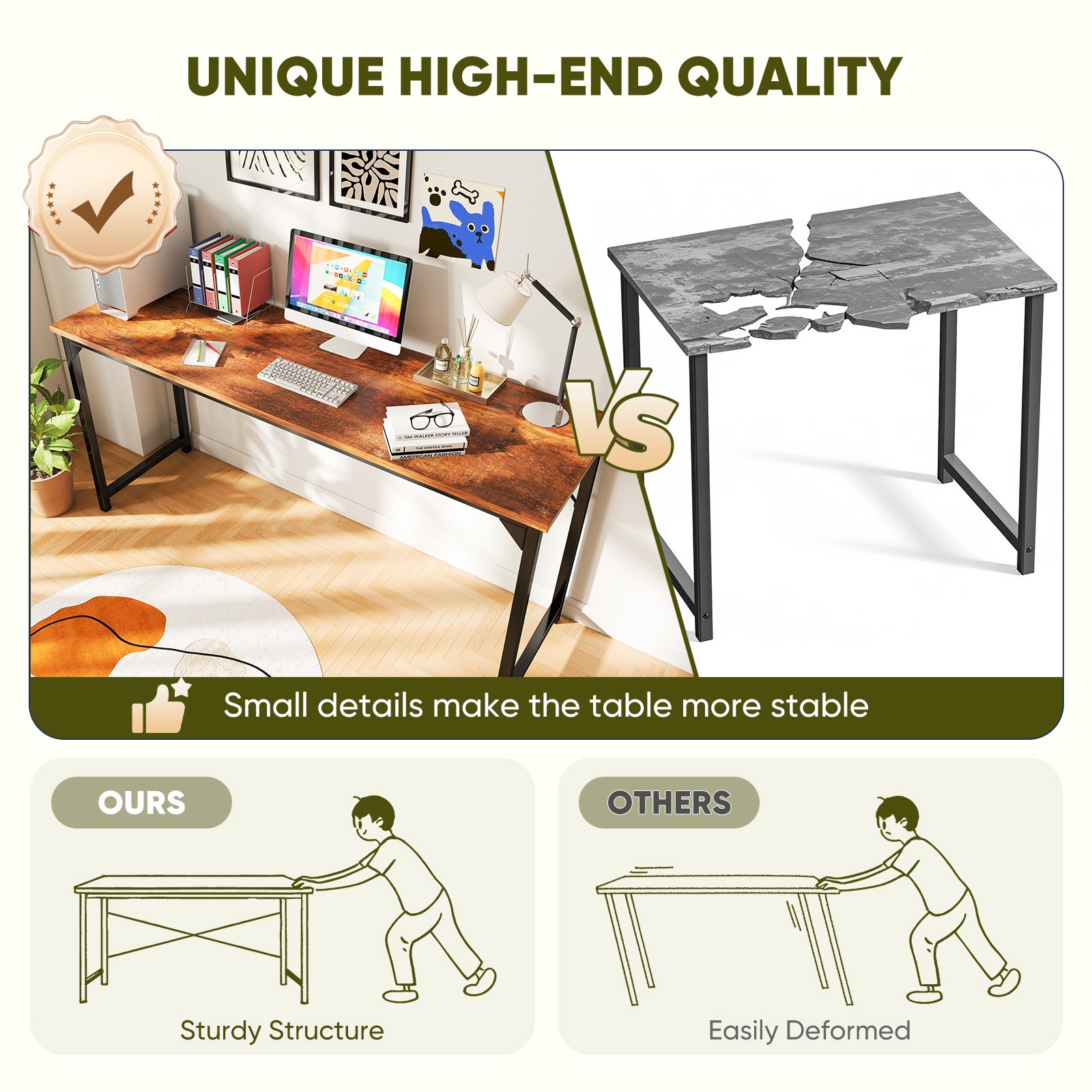 Laptop Computer Desk with Storage Bag＆Hook Home Office Desk Writing Table