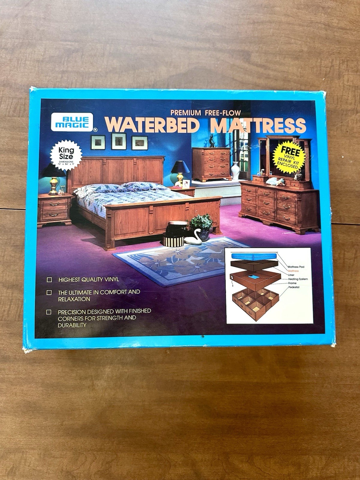 Blue Magic Premium Free Flow Waterbed Mattress King Size 72 X 84 X 9 New Rare