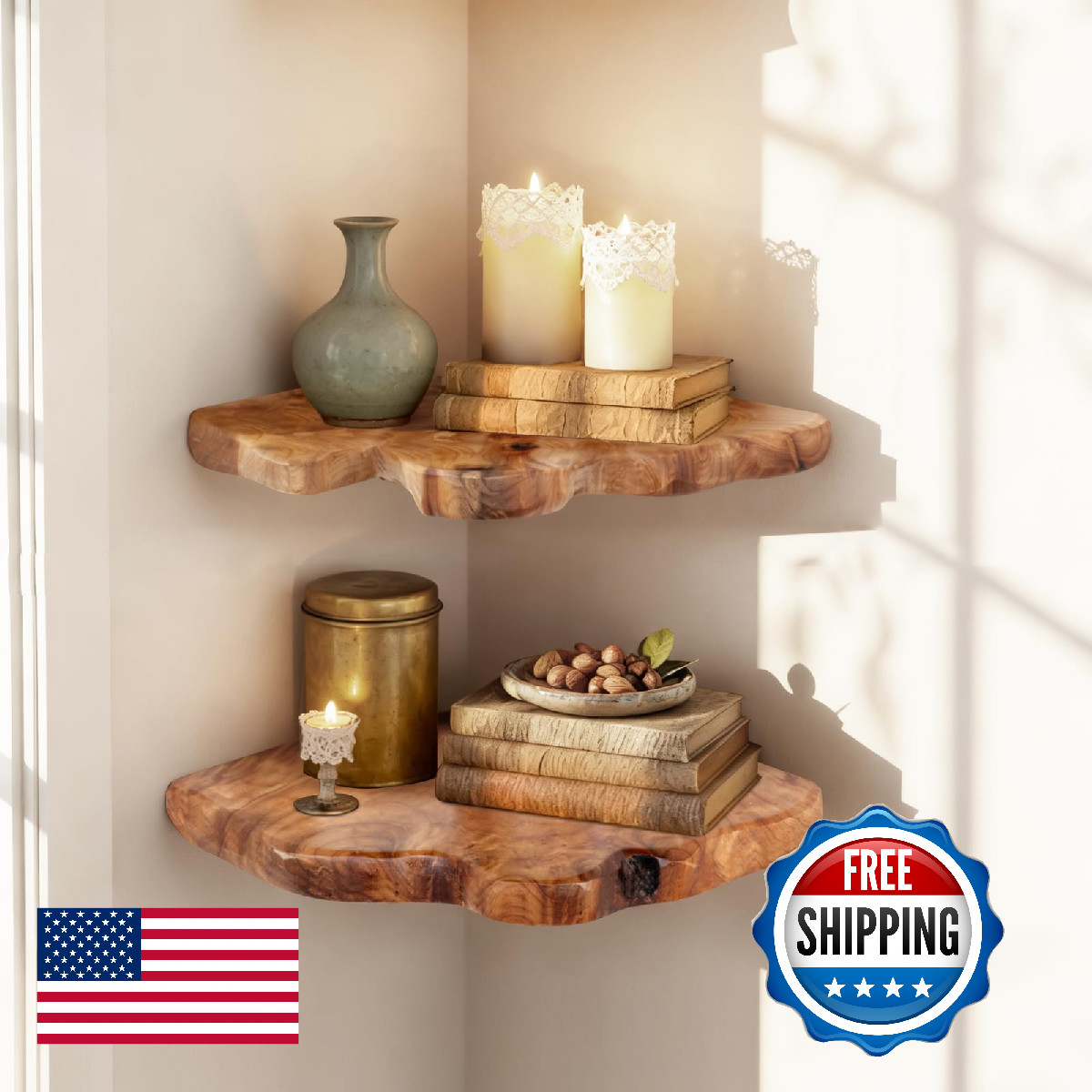 Welland Floating Corner Shelf Set Of 2 Wall Mounted 10.86 X 11.5 Inches For