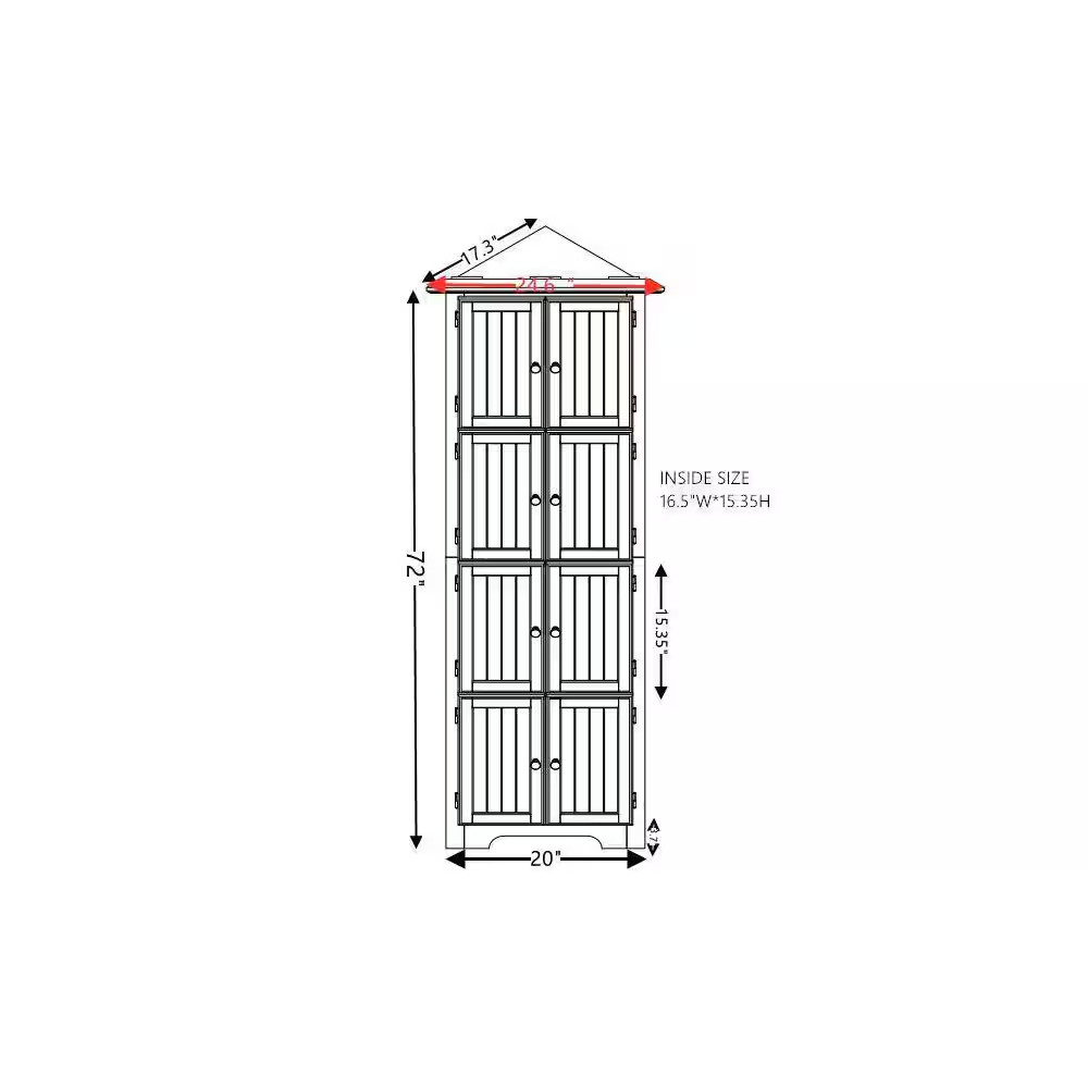 4-Tier 72 In. Corner Kitchen Pantry Storage Cabinet with 8 Doors, Tall Storage C