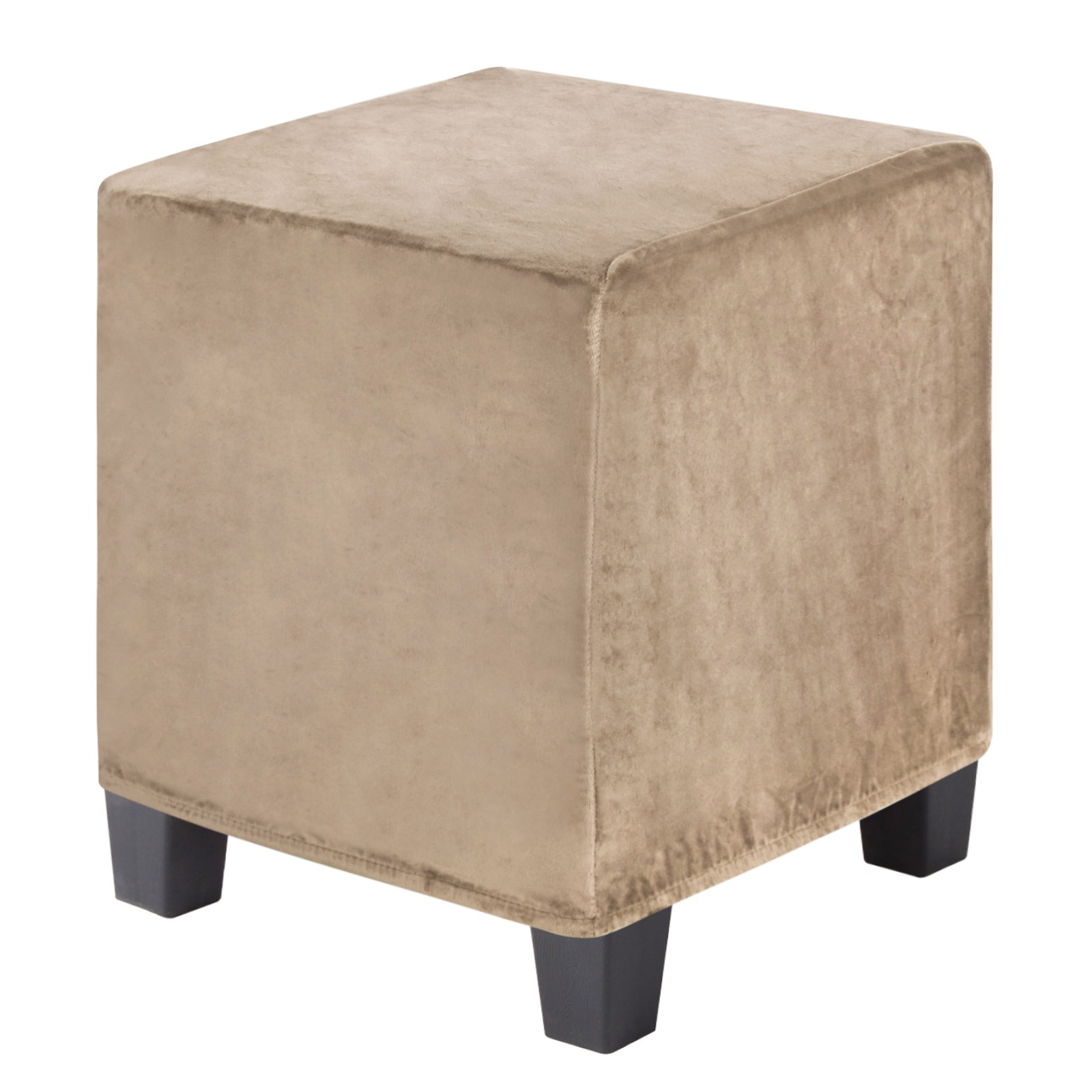 1-Pack 13″x13″x15″ Stretch Square Ottoman covers Footstool Protector Light Brown