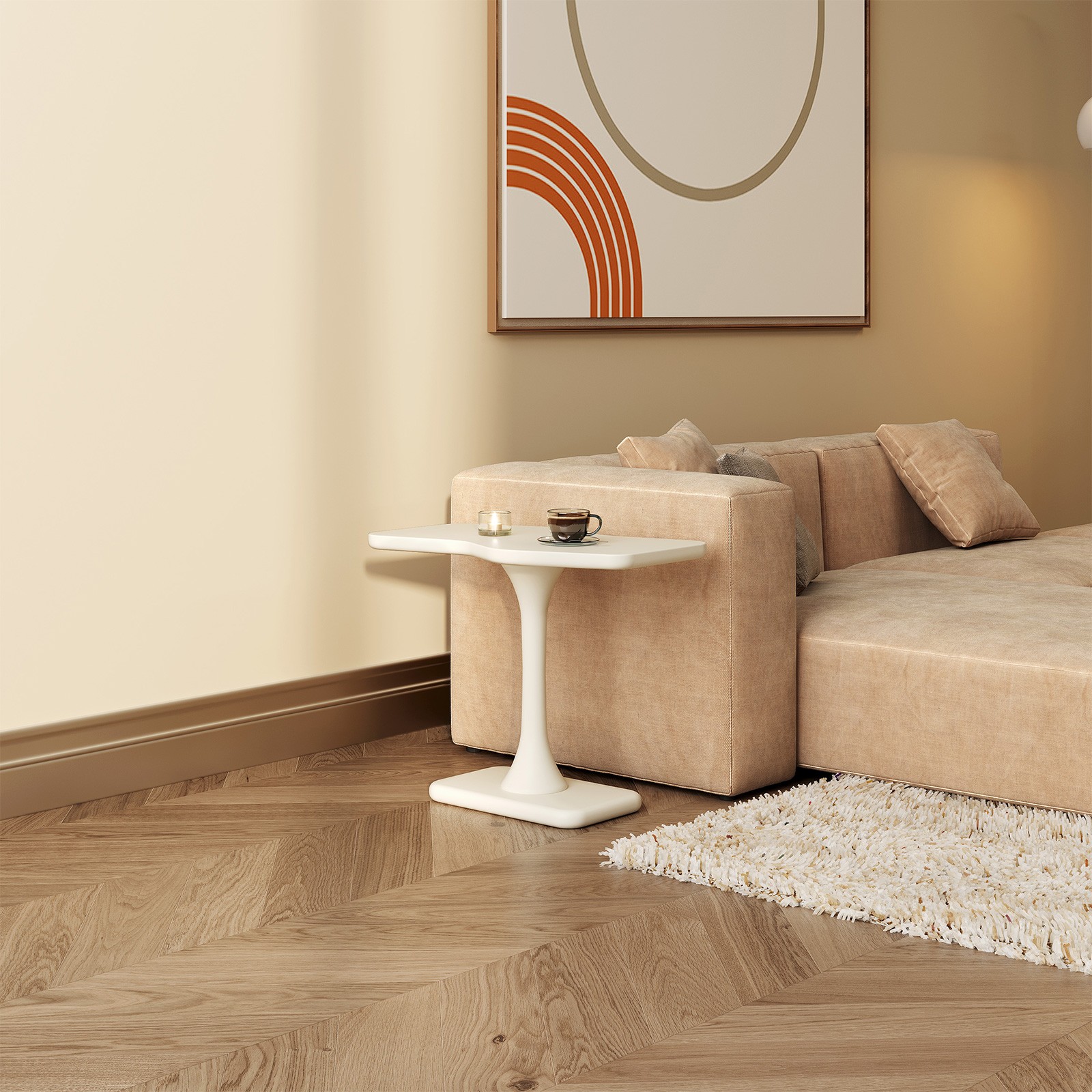 Modern Irregular End Table,Small SideTable,Sofa Table for Living Room,Nightstand