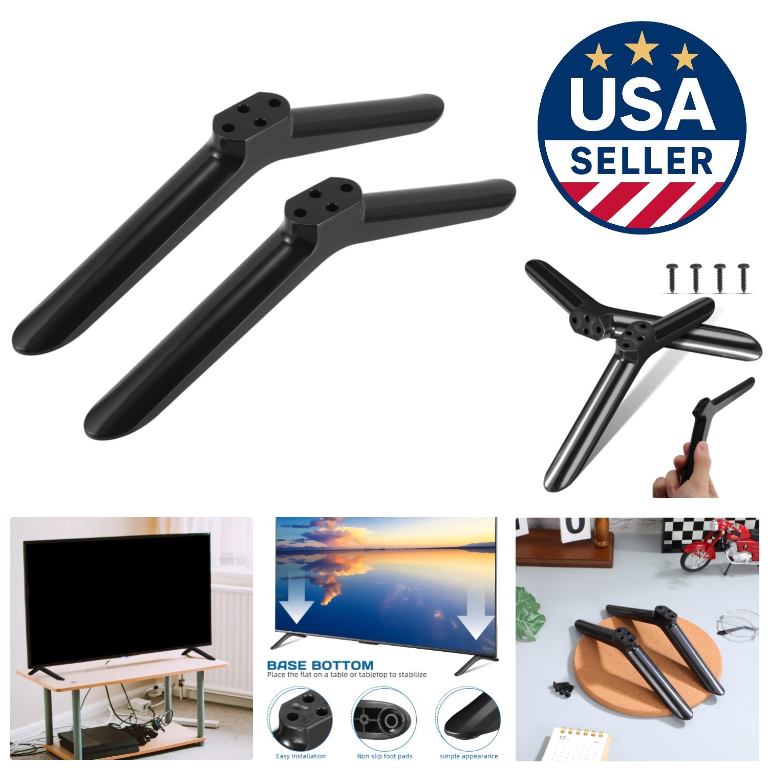 Durable Black Floor Mount TV Stand for 40-Inch TVs – Modern Minimalist Design