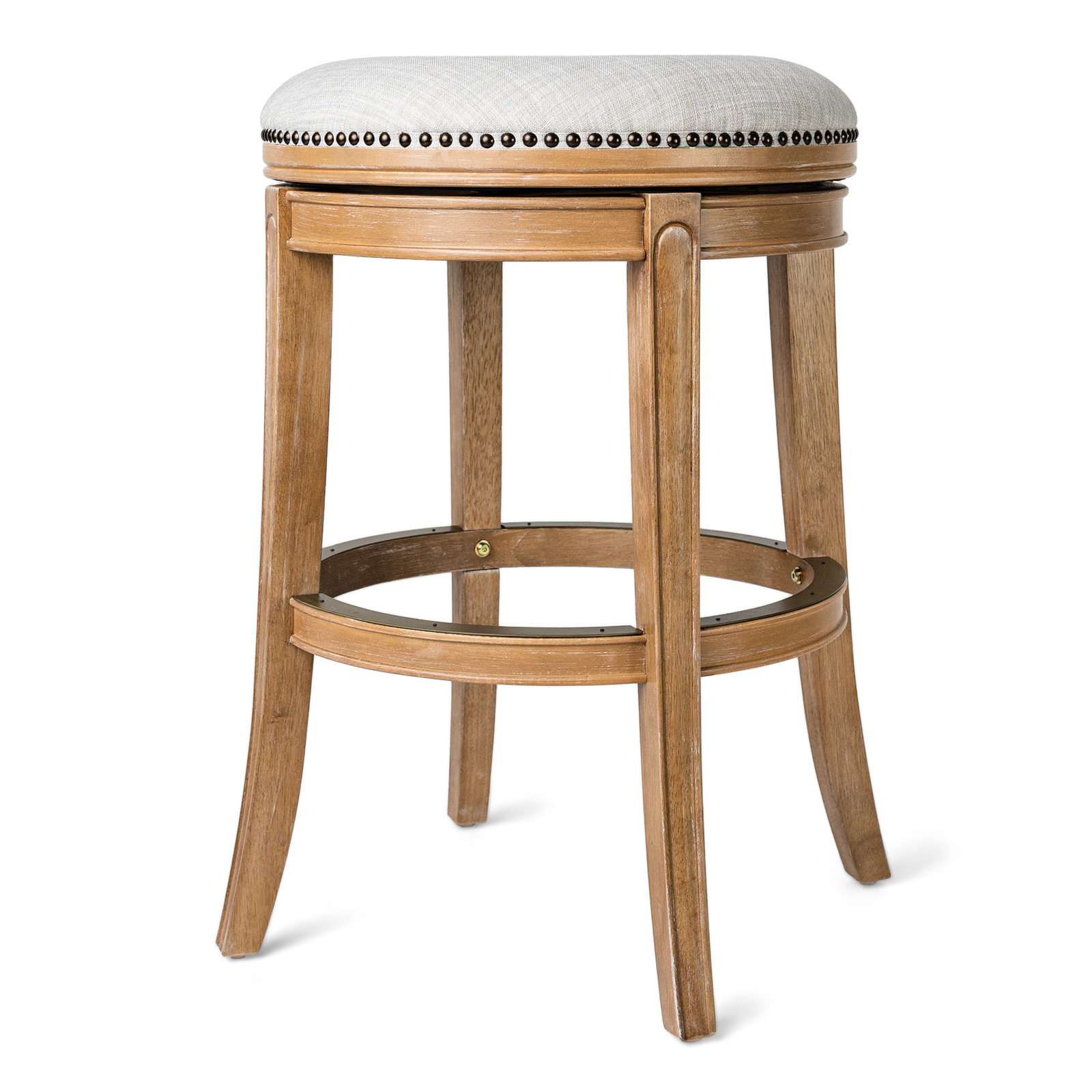 Maven Lane Alexander Backless Bar Stool w/ Sand Color Fabric Upholstery