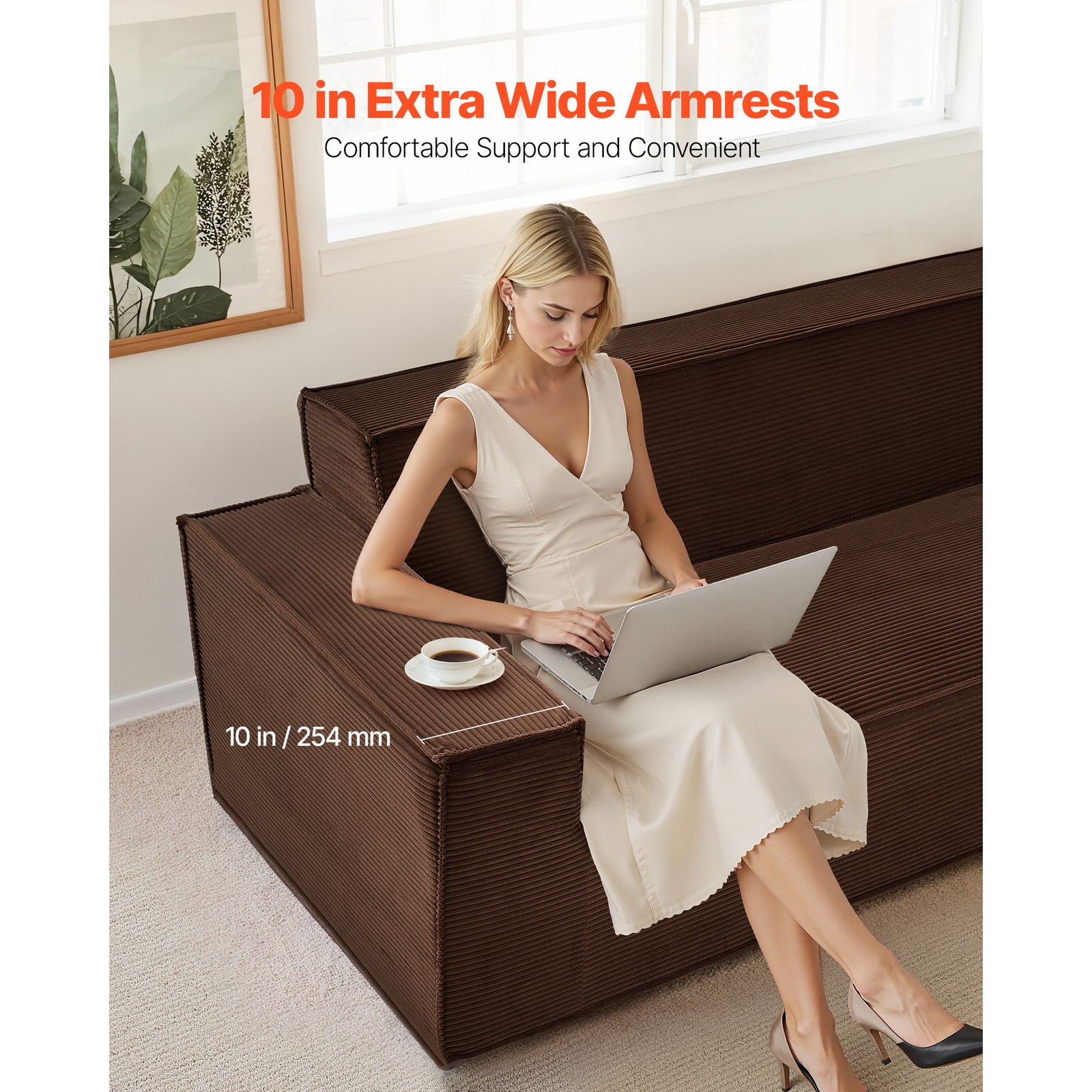 Uimoso 83 in Modern Sofa with Corduroy Fabric, Deep Seats, and Wide Armrests