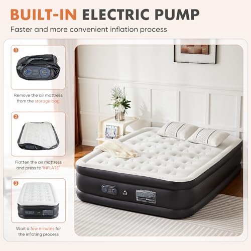 Weight Capacity 660 lbs Air Bed, Double Height, Non-Slip 18-Inch Twin White
