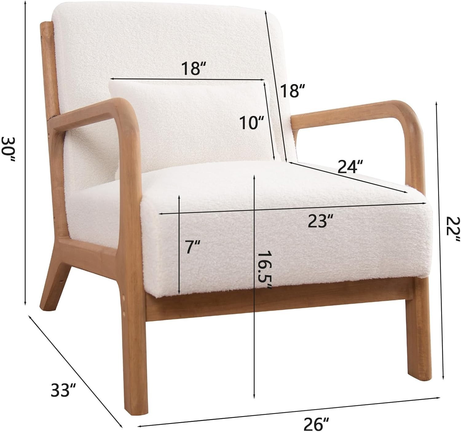 EBELLO Set of 2 Mid Century Modern Accent Chair with Wood Frame Reading Armchair