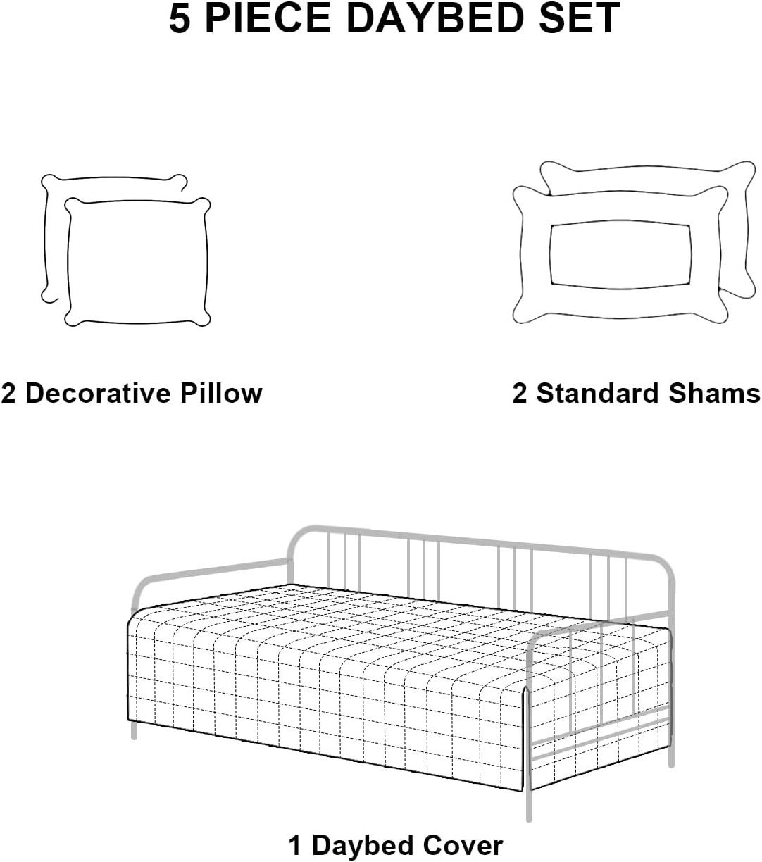 Soft Microfiber 5-Piece Daybed Cover Set for Comfort & Style – Twin Size
