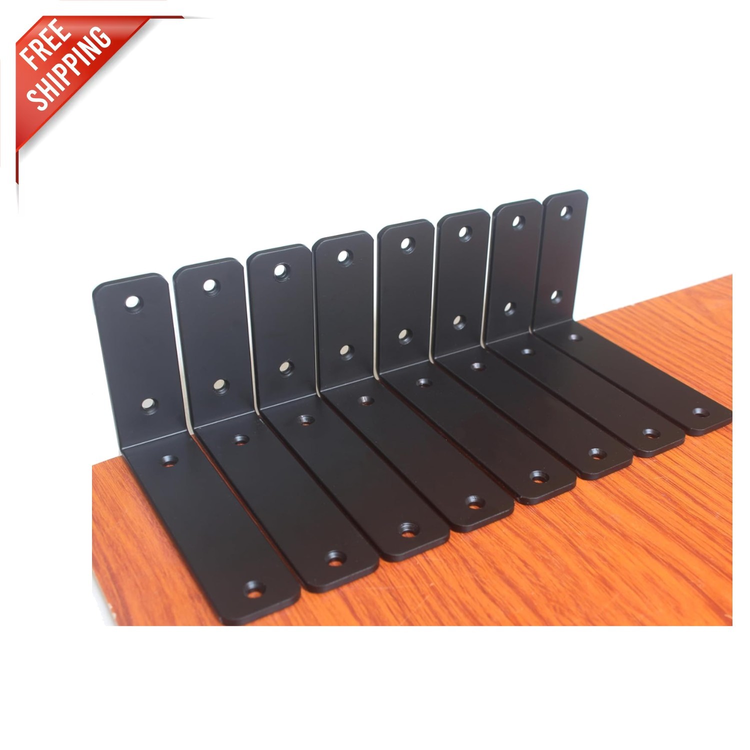Durable 5mm Thick Floating Shelf Brackets – 100lb Support, Easy Install, 8 Pack