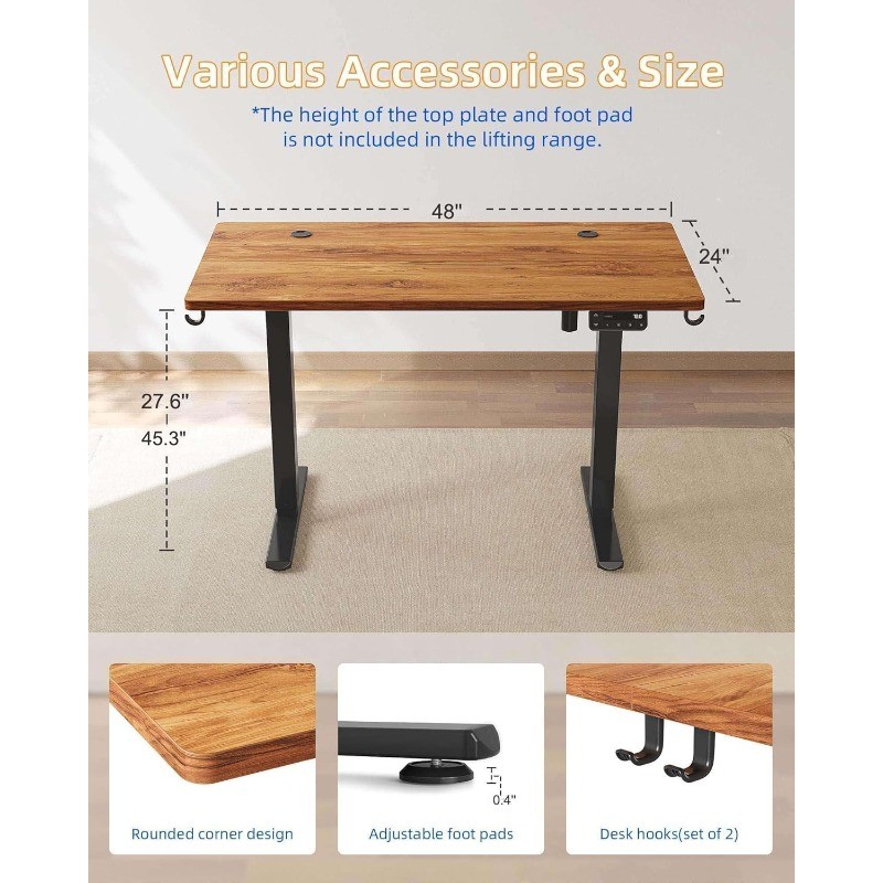 Electric Standing Desk 48×24 Inches Stand Up Desk Splice Board Adjustable Height