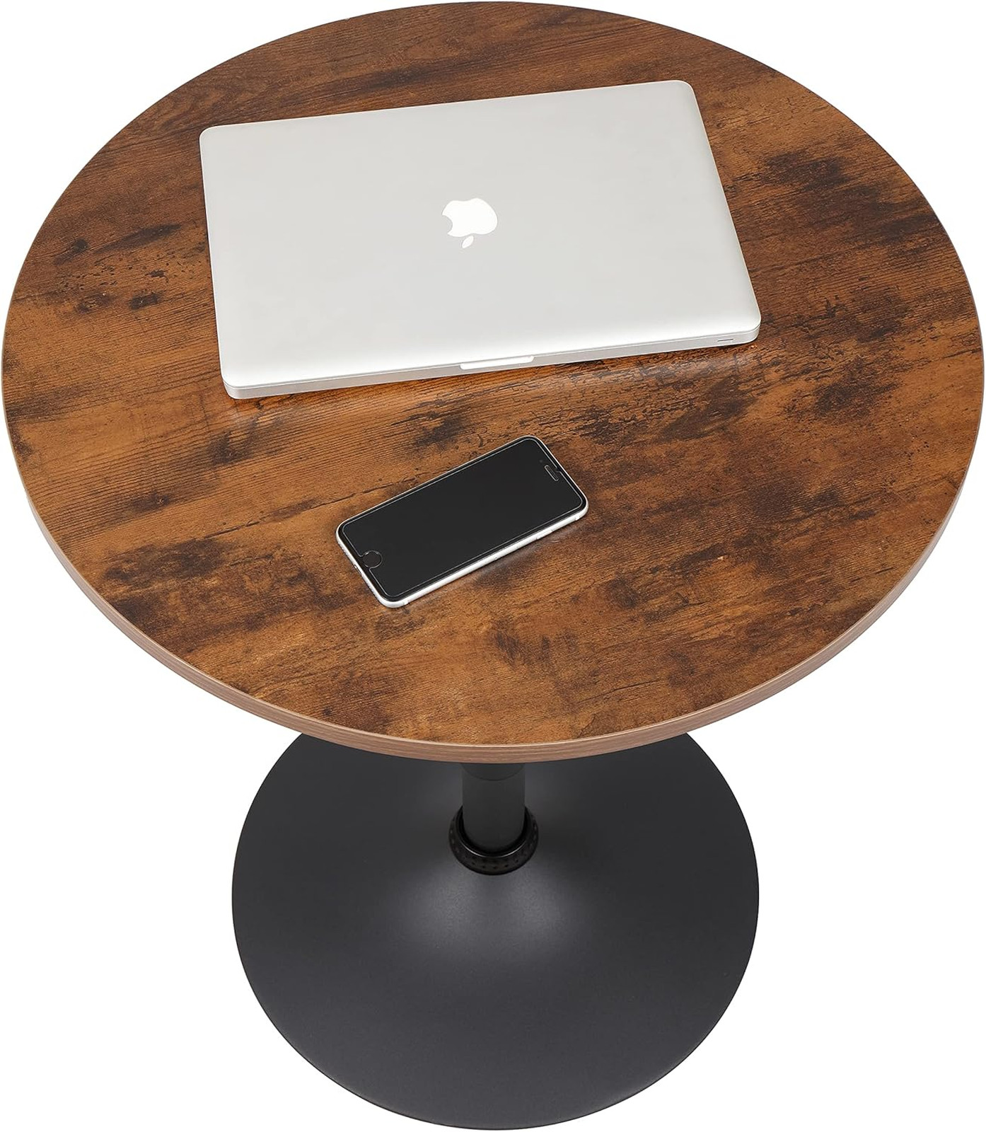 23.6 Inch Round Cocktail Bar Table with Metal Base Adjustable Height 27.9 to