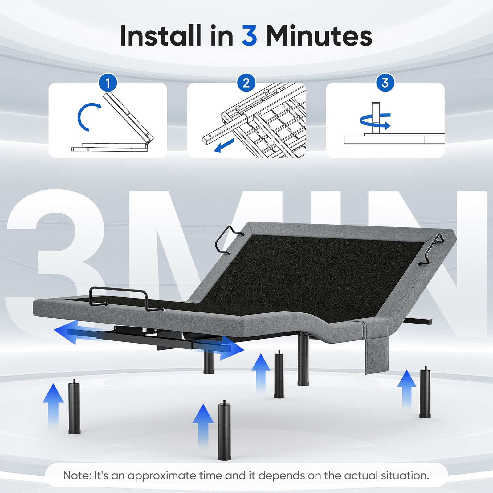 Adjustable Massage Bed Frame Base Massage Wireless Remote USB Ports King Queen