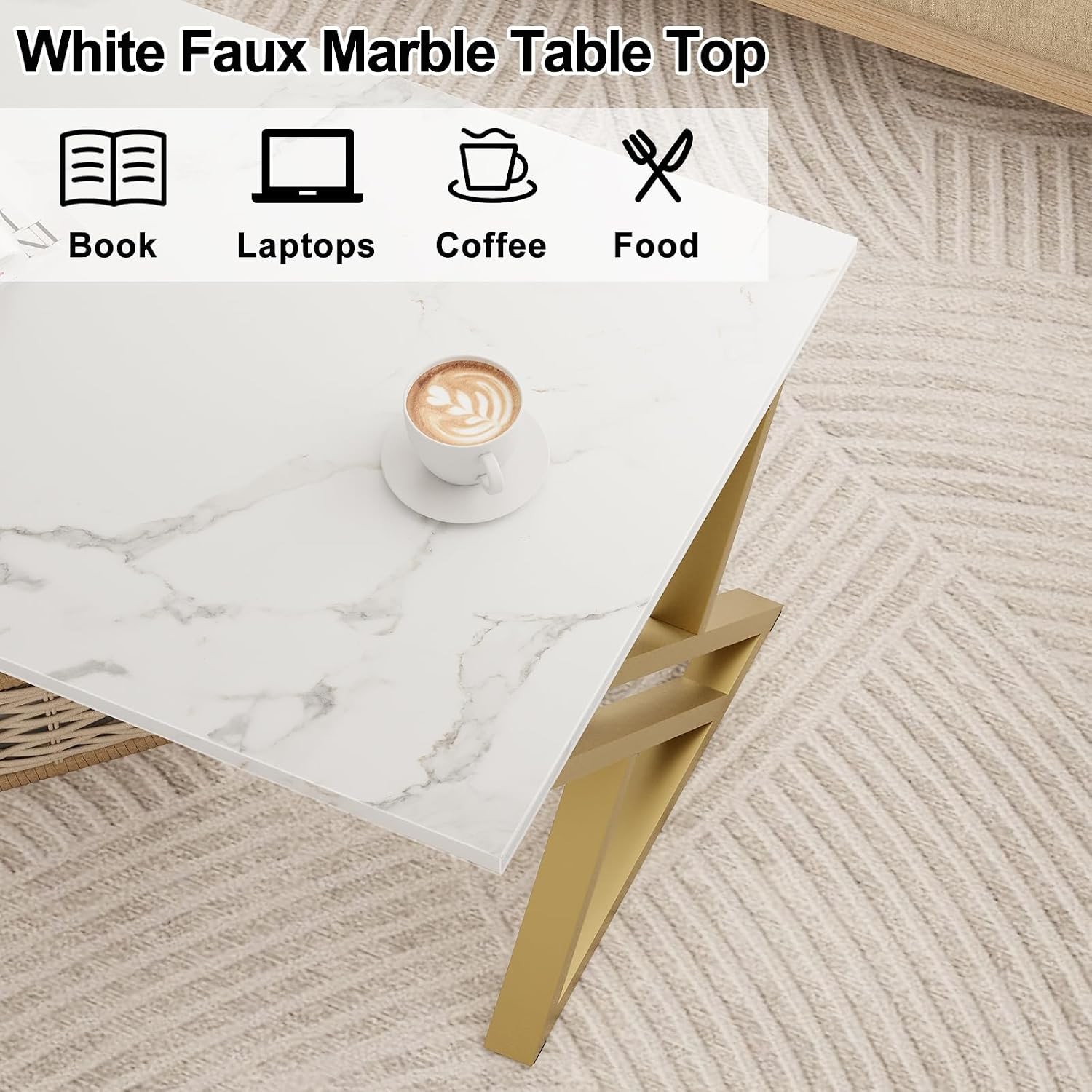 Coffee Table Living Room Table White Center Table Simple Modern Faux Marble