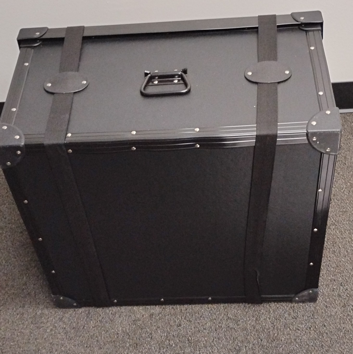 Black Rectangular Hard Trunk Storage Chest w/ Hinged Lid & Carry Handles