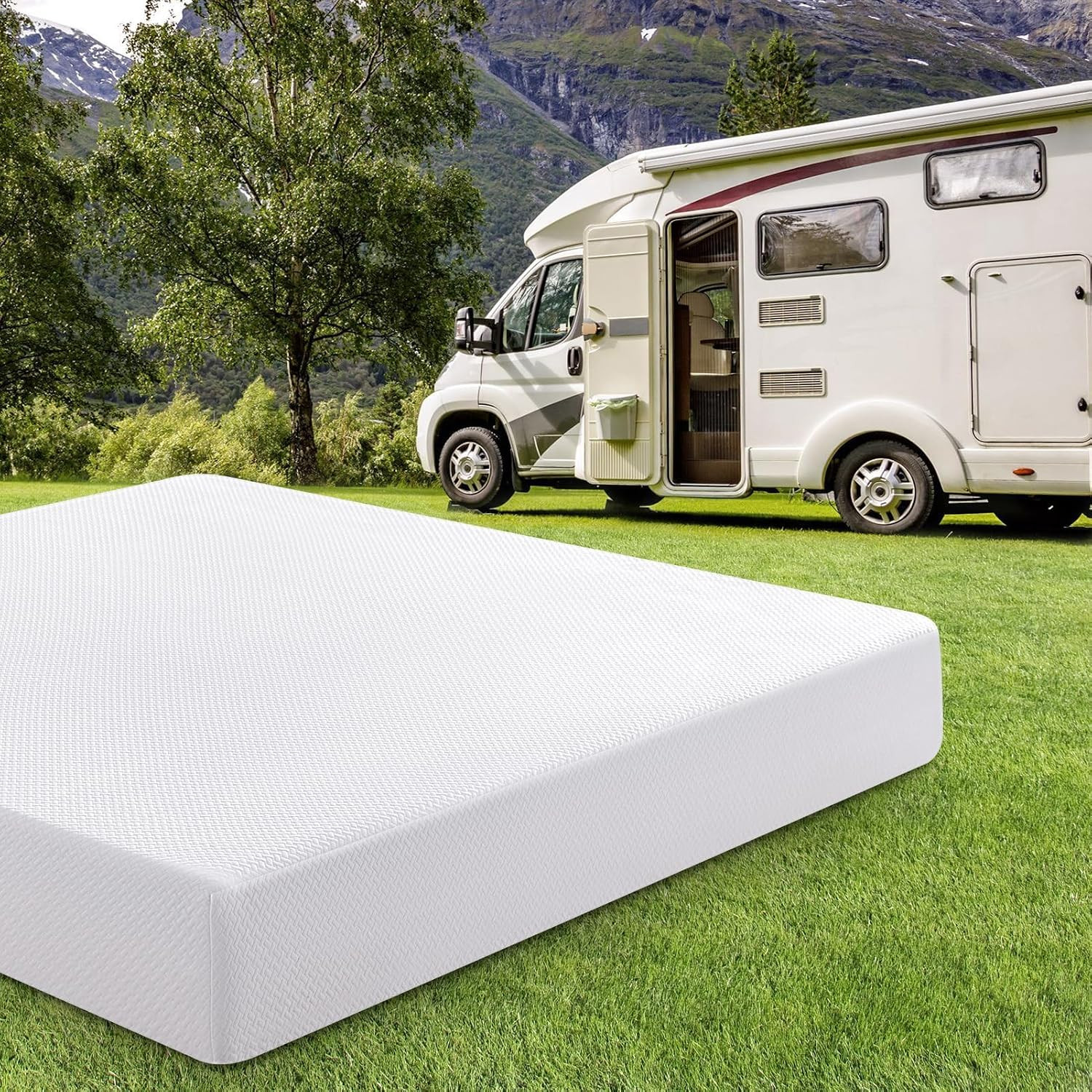 Short Queen RV Mattress 10 Inch with Tencel Cover, Premier Cooling Green Tea/Gel