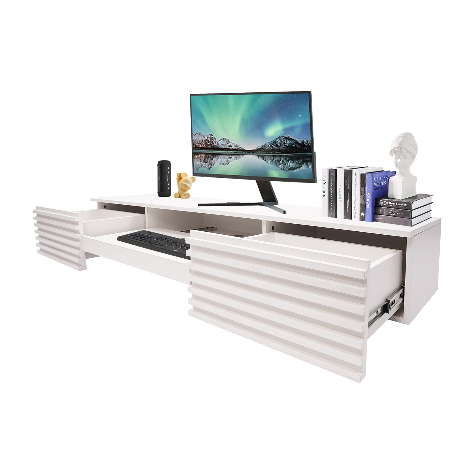Wall Mounted Desk, Wall Mounted Desk with Pull Out Drawer, Wall Organizer