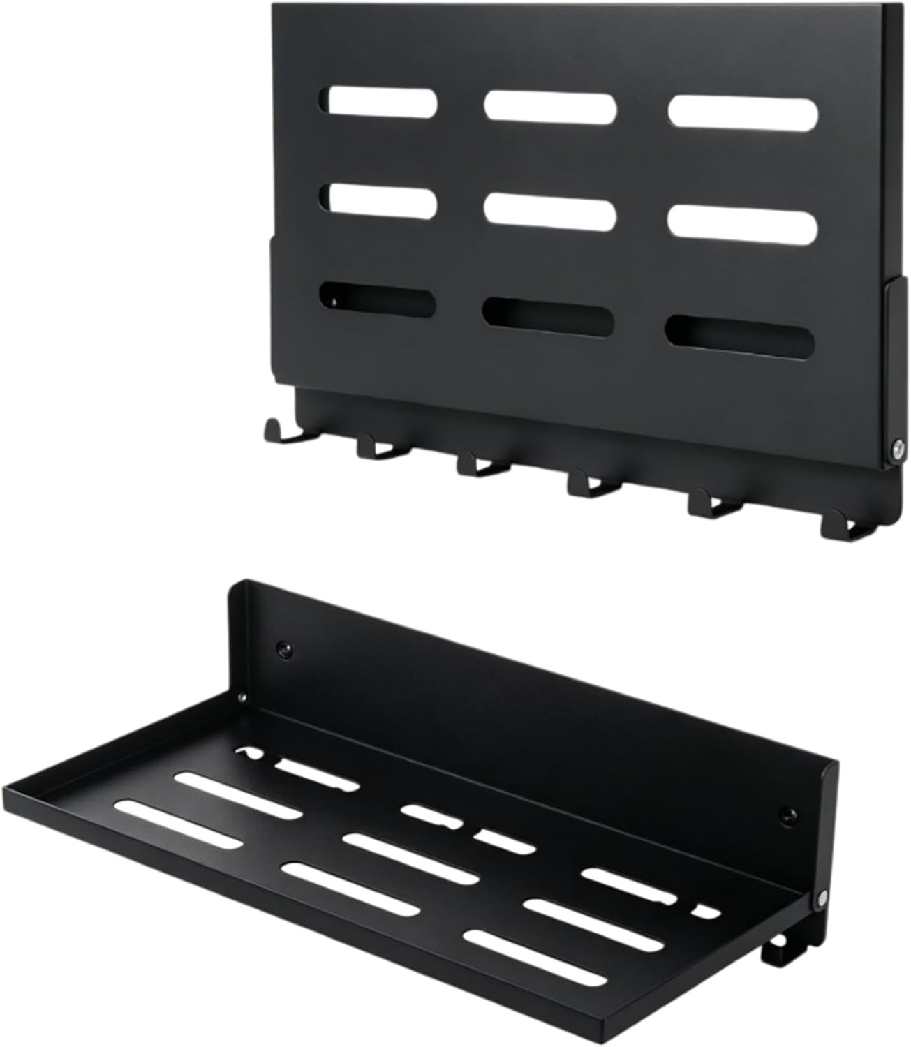 Small Folding Metal Shelf with Hooks, Fold-Up Wall Shelf, 6 Hooks, Drop