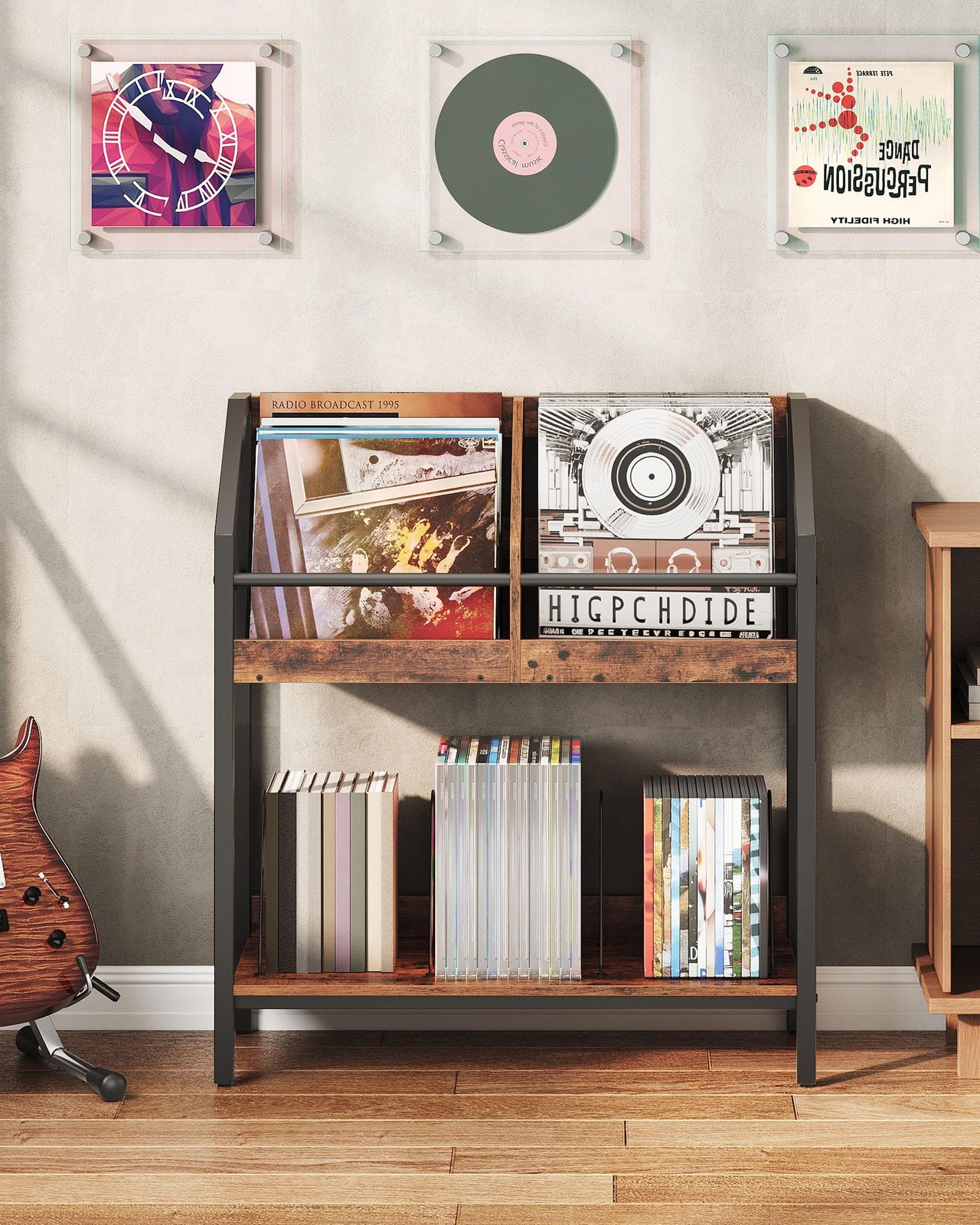 CHOEZON 2Tier Vinyl Record Storage Holder Rack, 250 LP Albums Display Shelf, …
