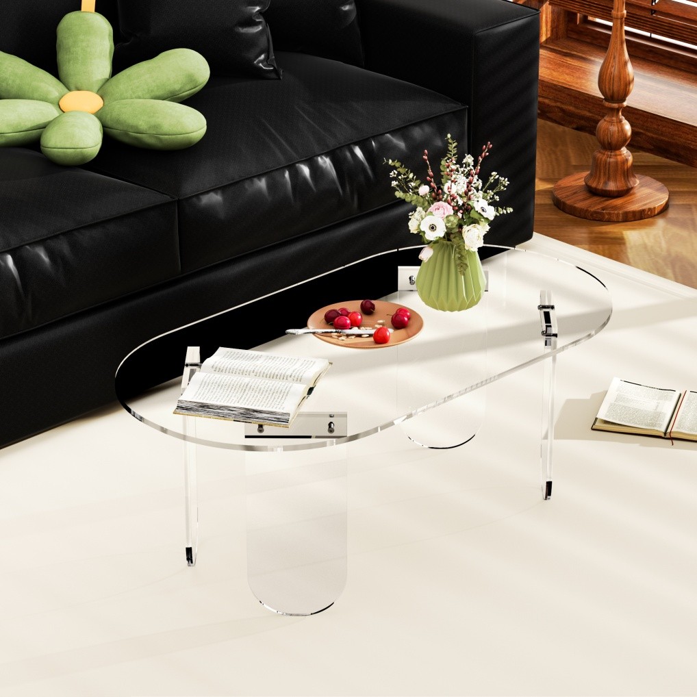 Acrylic Coffee Table Clear Coffee Table with Anti-scratch PVC Cover Sofa Table