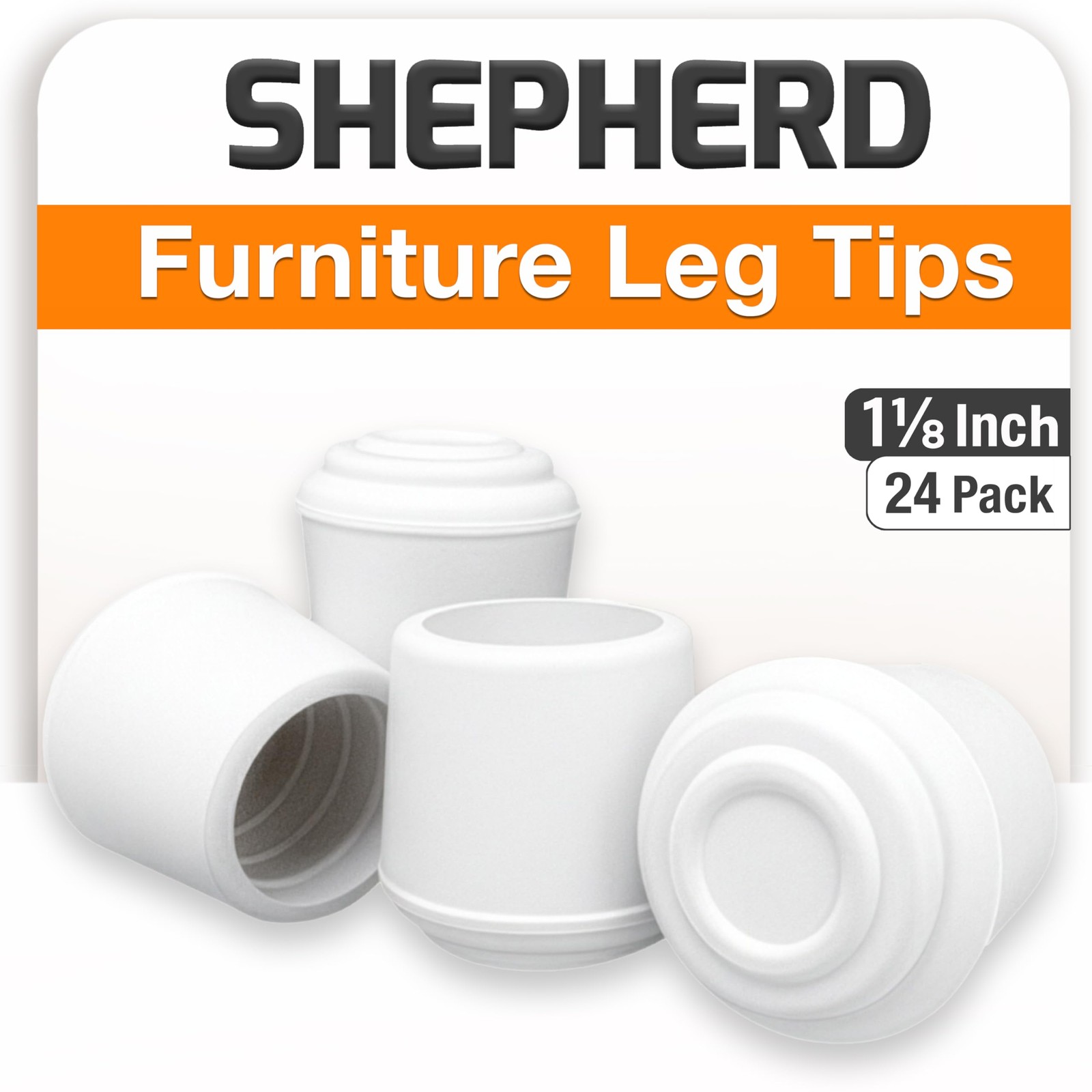 Shepherd Hardware 8756E Leg Tips 1-1/8-Inch Inside Diameter Rubber Chair Leg Cap